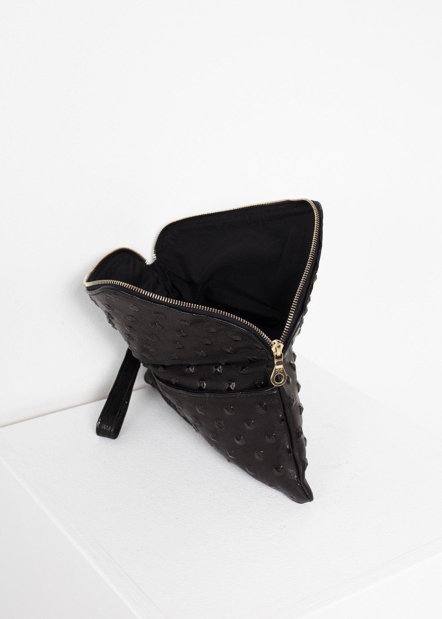 Roxanne Leather Clutch in Black.