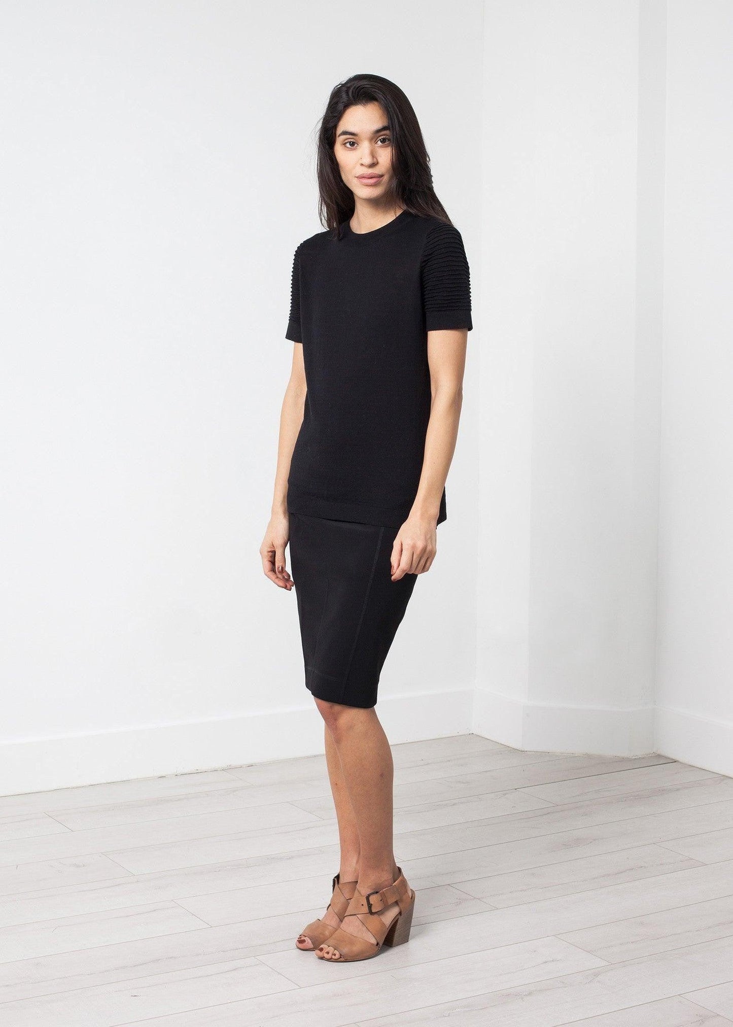 Ribbed Short Sleeve Knit.