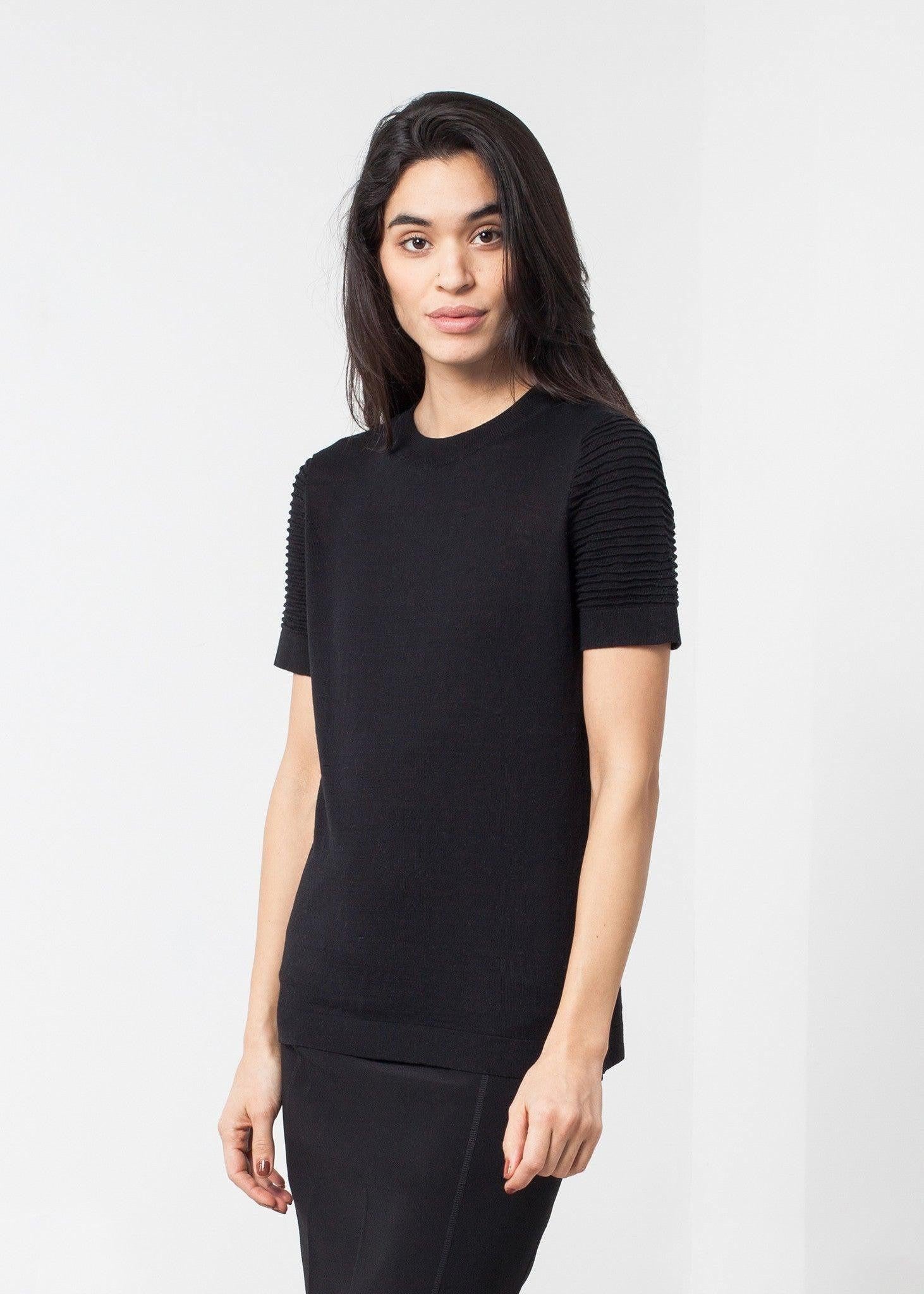 Ribbed Short Sleeve Knit.