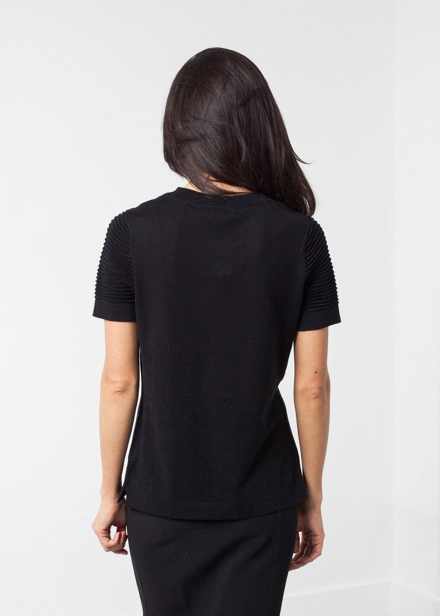 Ribbed Short Sleeve Knit.