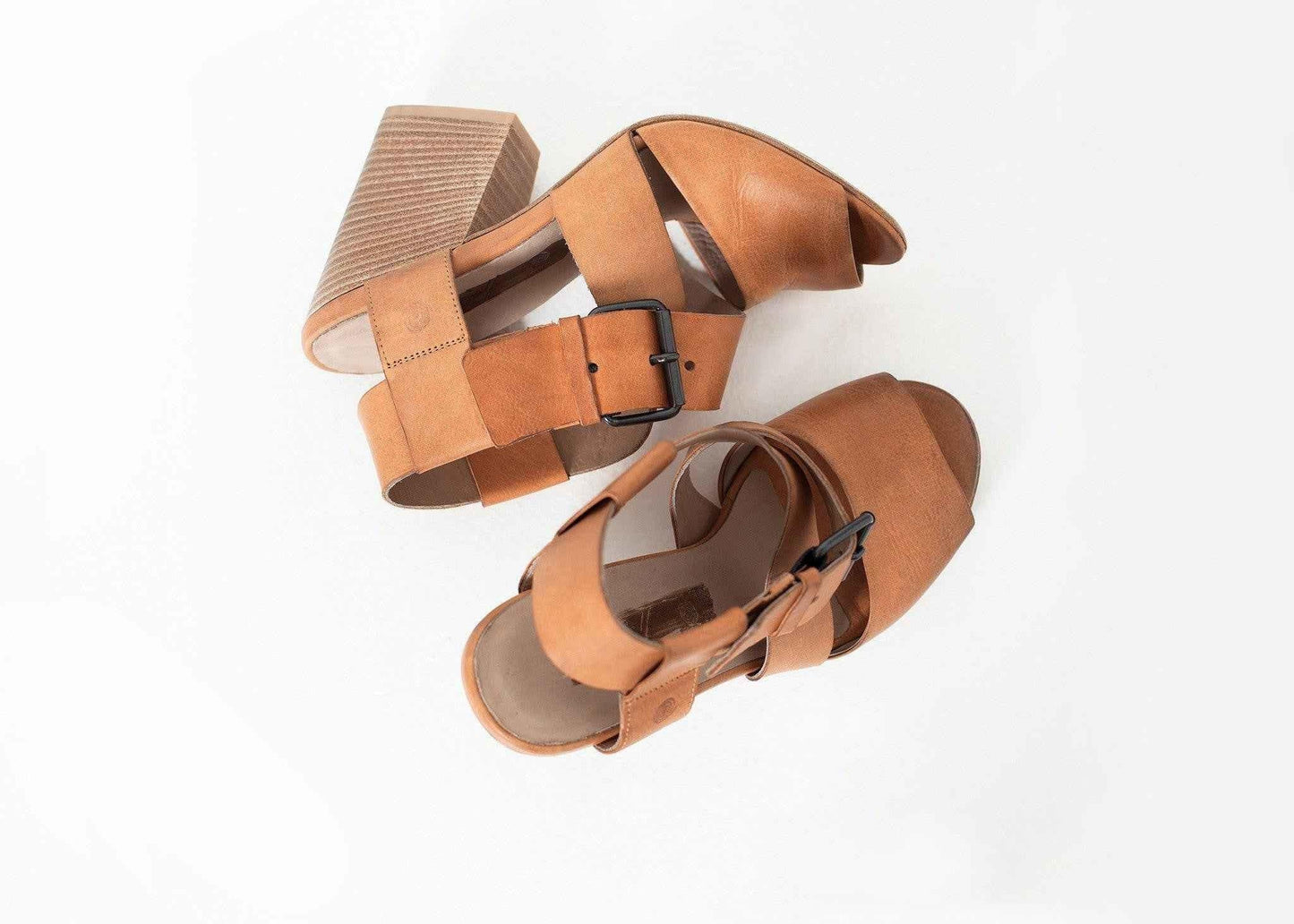 Buckle Strap Heel in Brown.