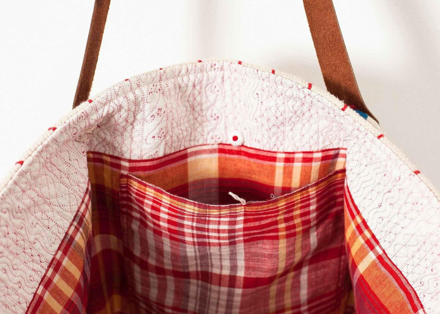 Woven Oversized Tote in Red Stripe.