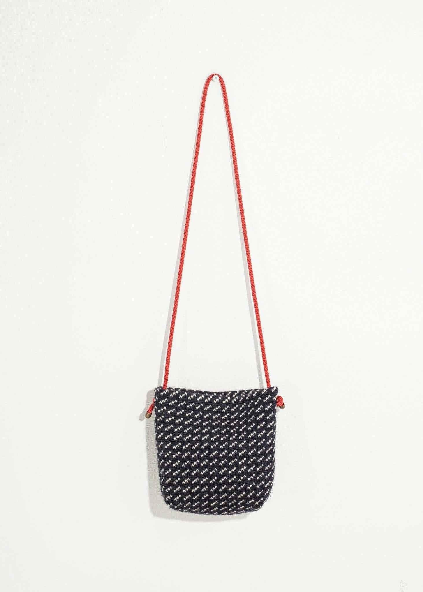 Wool Shoulder Pouch in Black/White.