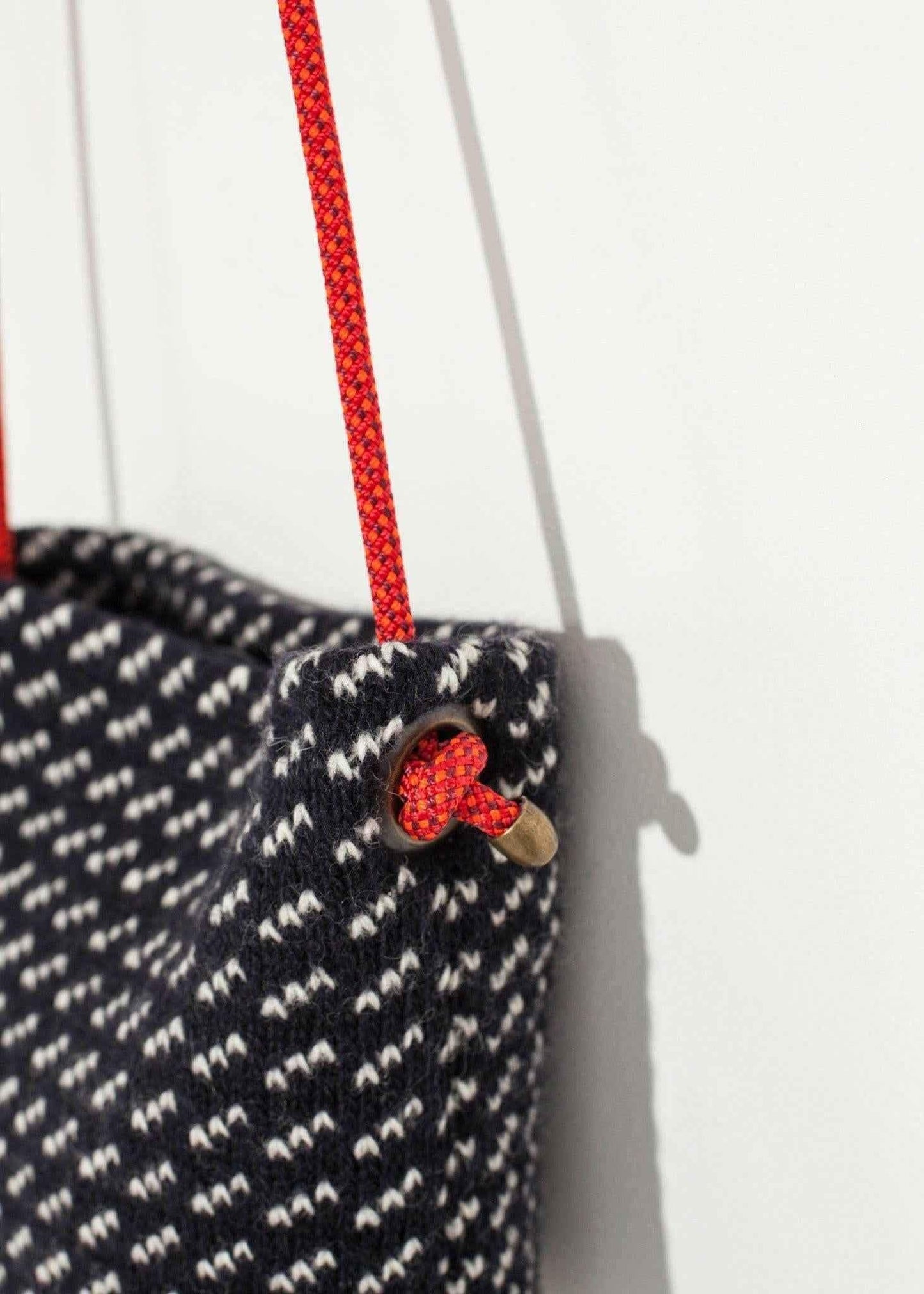 Wool Shoulder Pouch in Black/White.