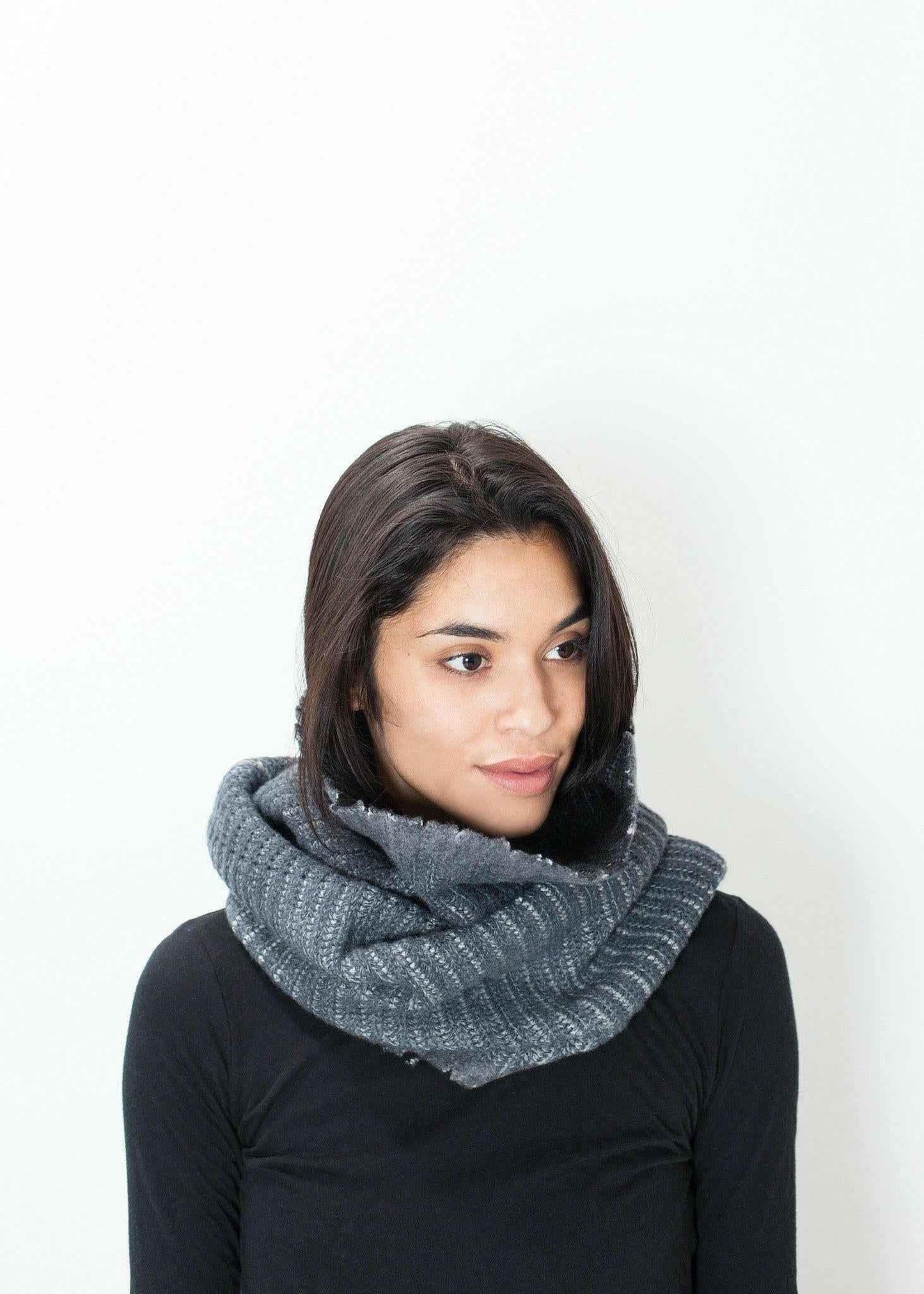 Knit Neck Warmer in Grey.