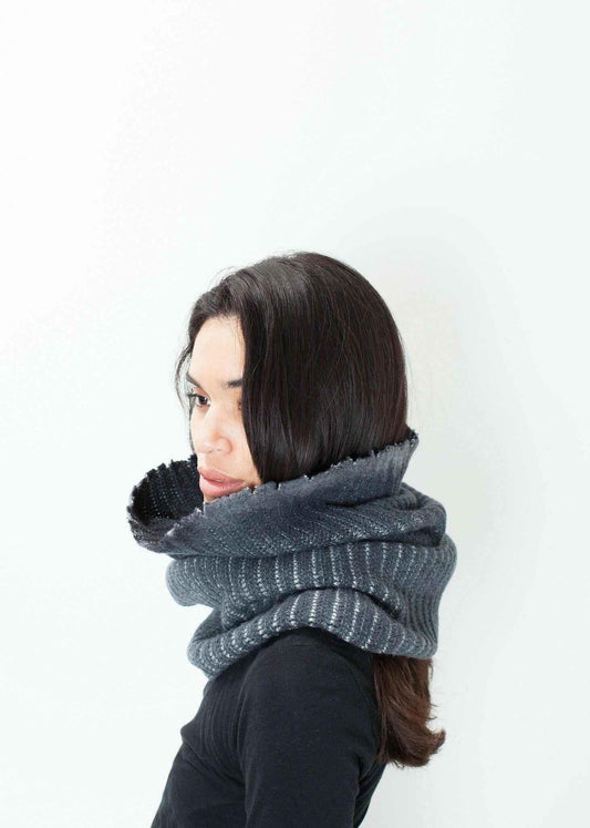 Knit Neck Warmer in Grey.