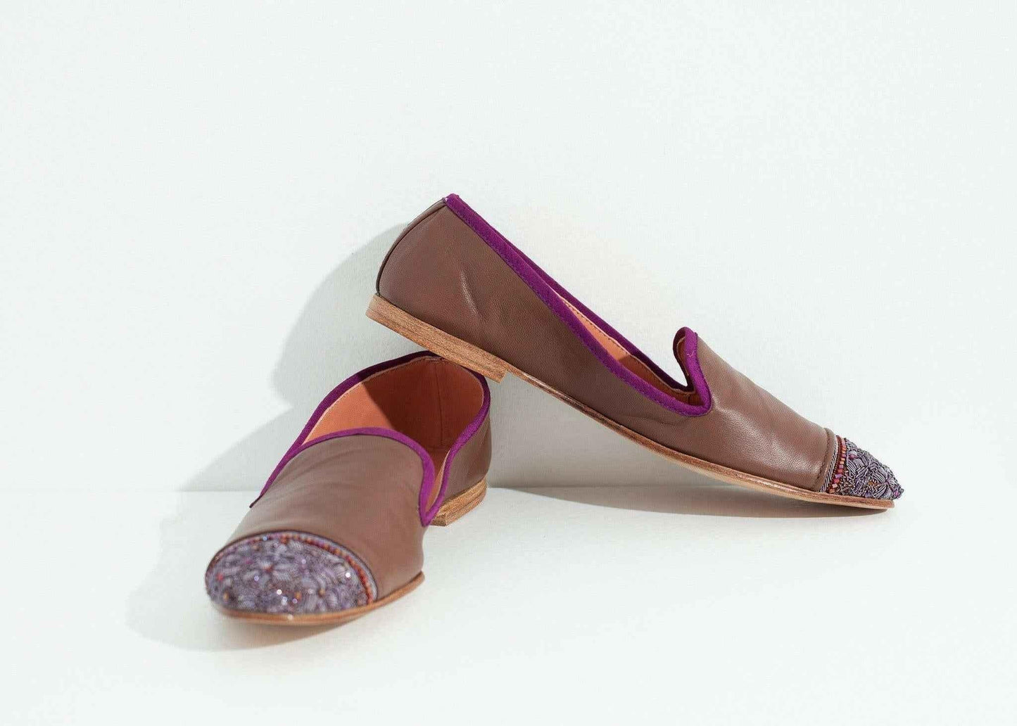 Bizi Cap Toe Loafer in Rose/Aubergine.