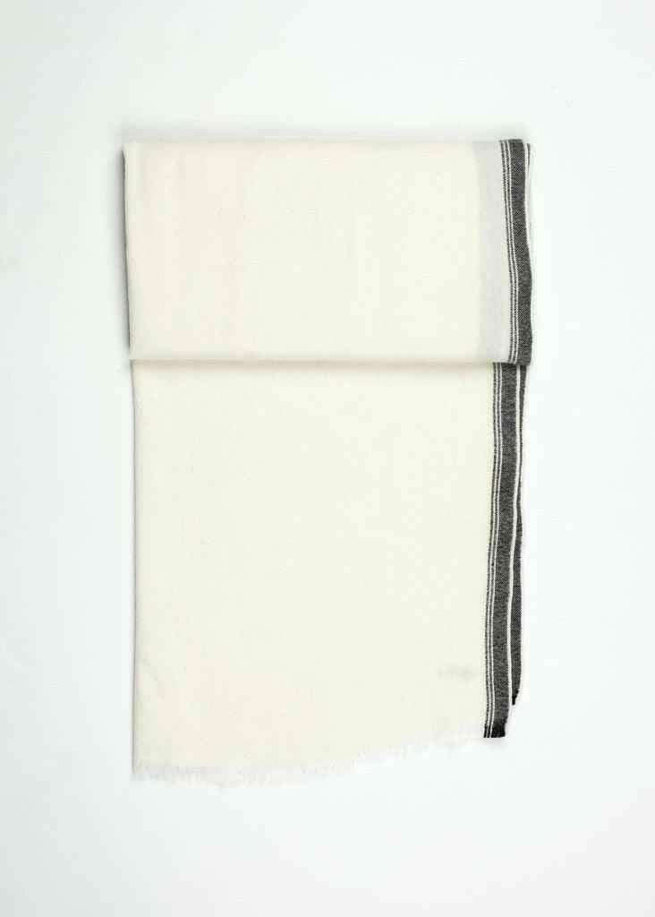 Edged Wool Scarf in Off White.