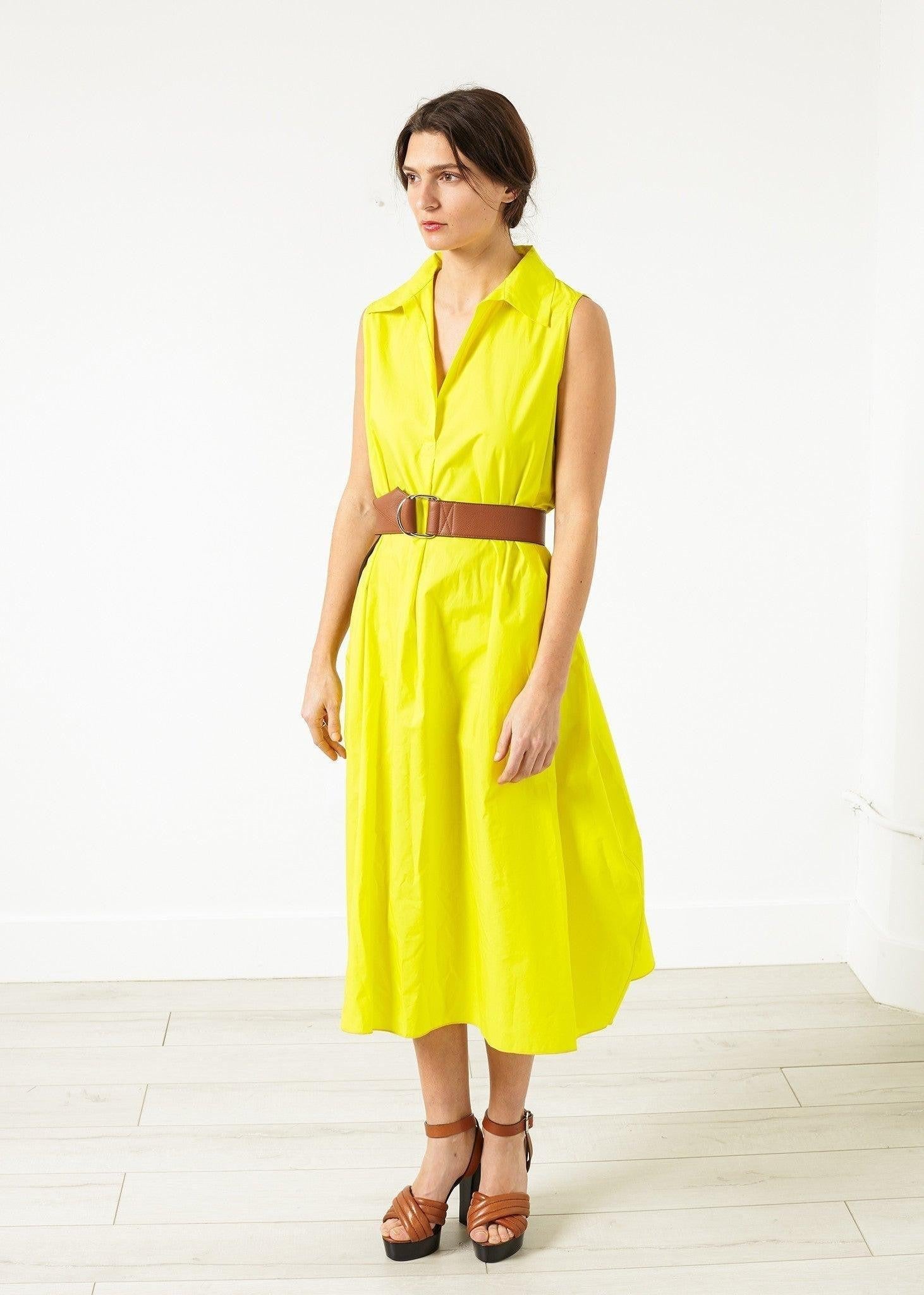 Balloon Cotton Dress in Yellow.