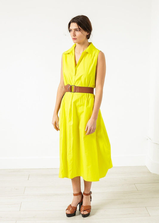 Balloon Cotton Dress in Yellow.