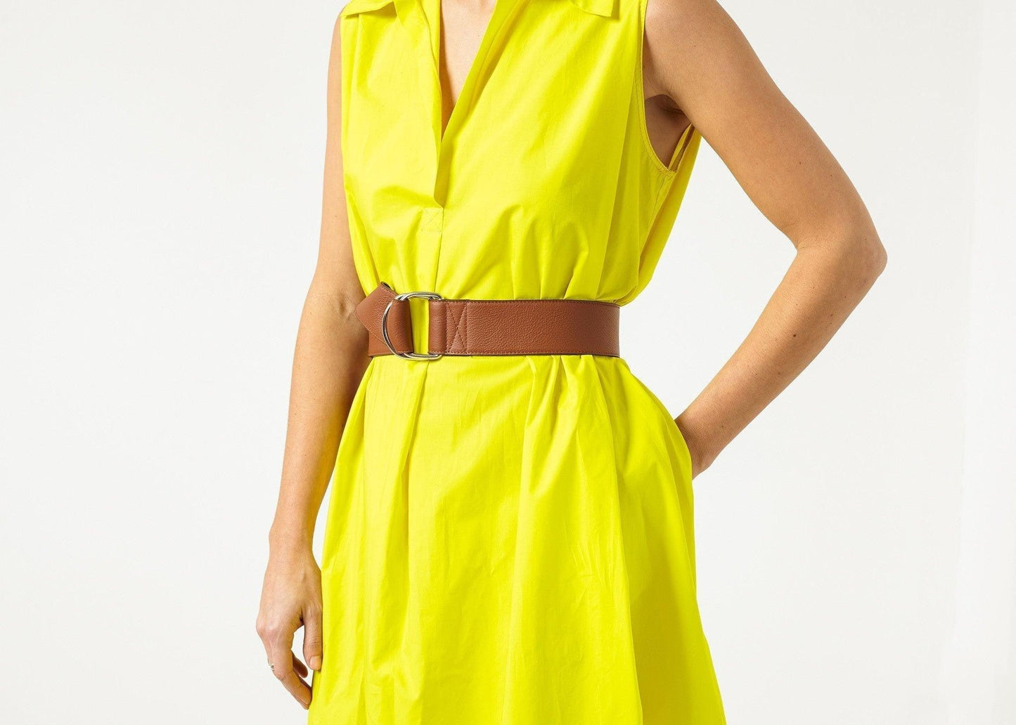 Balloon Cotton Dress in Yellow.