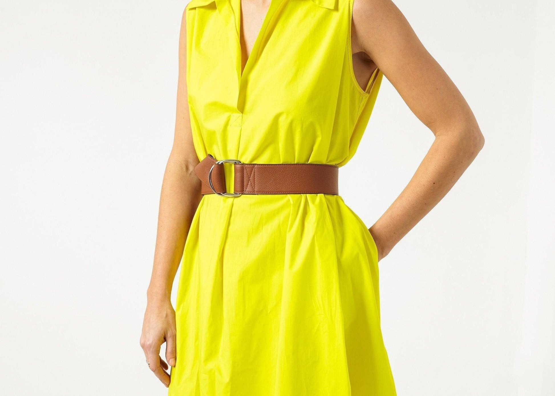 Balloon Cotton Dress in Yellow.