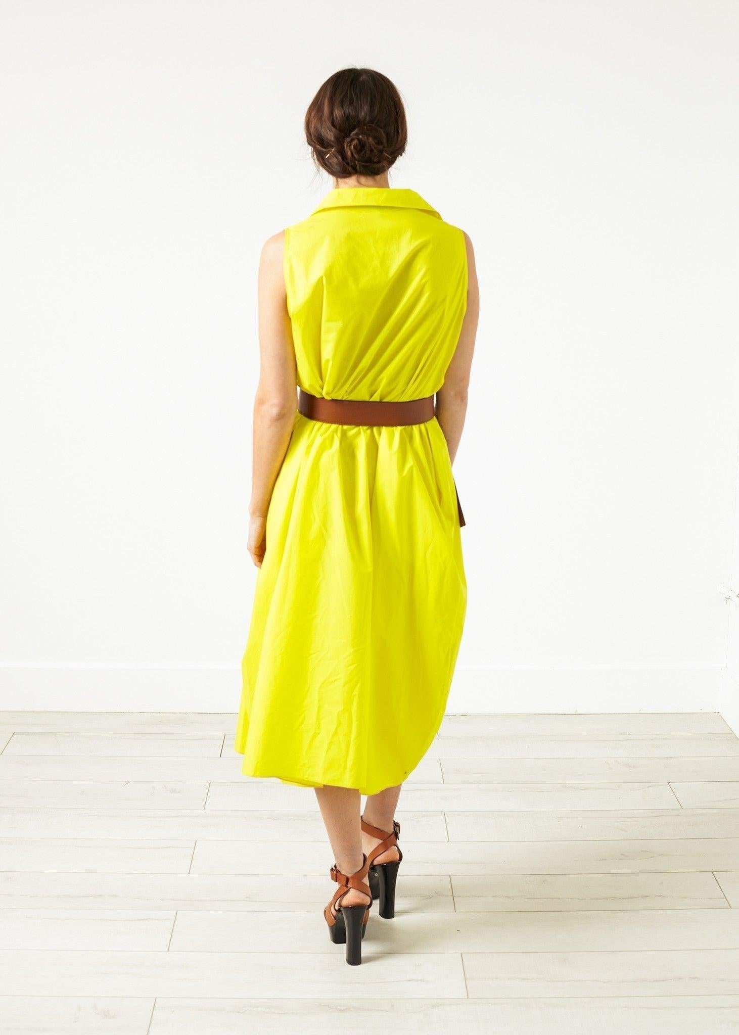 Balloon Cotton Dress in Yellow.