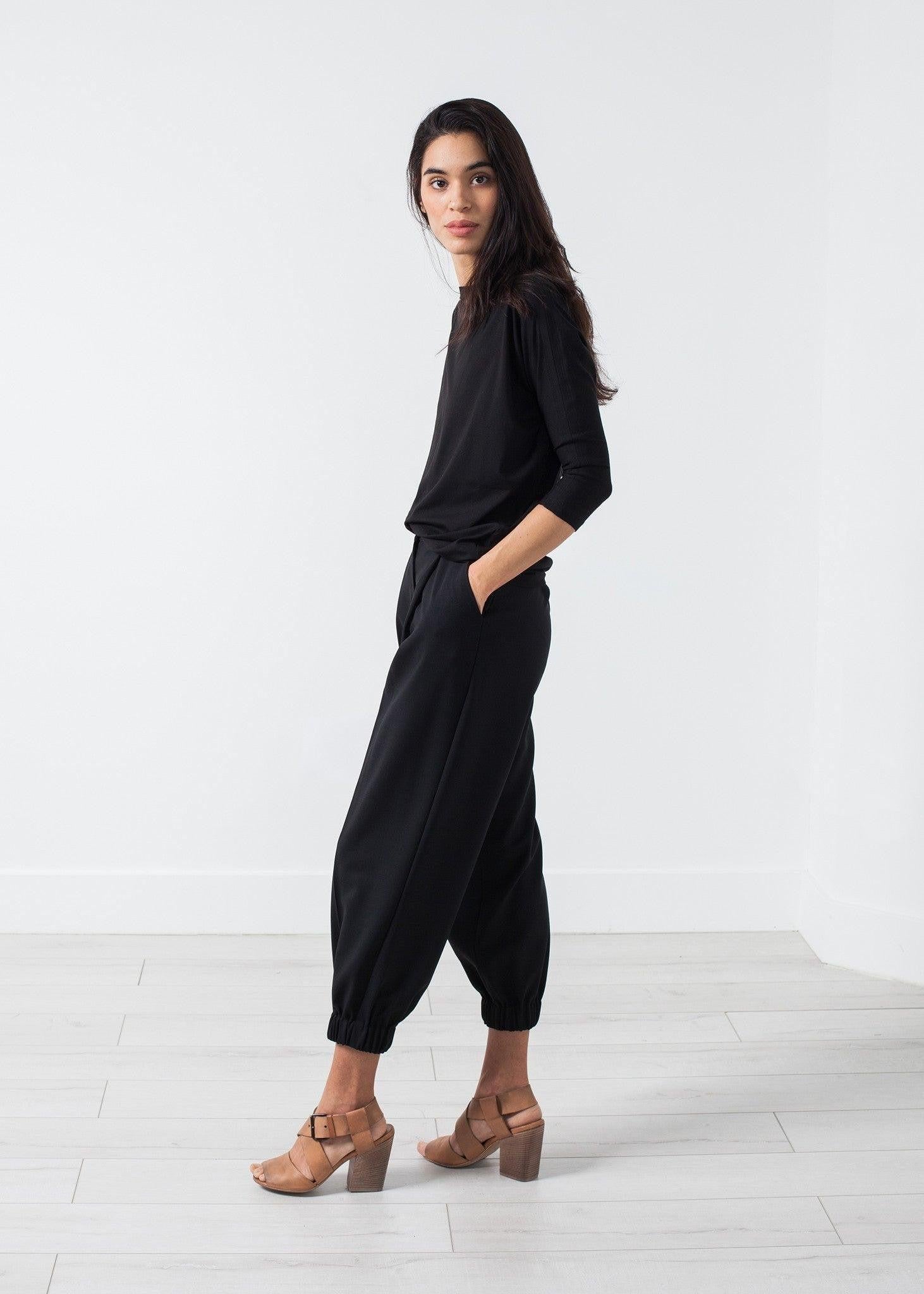 Boat Neck Top in Black.