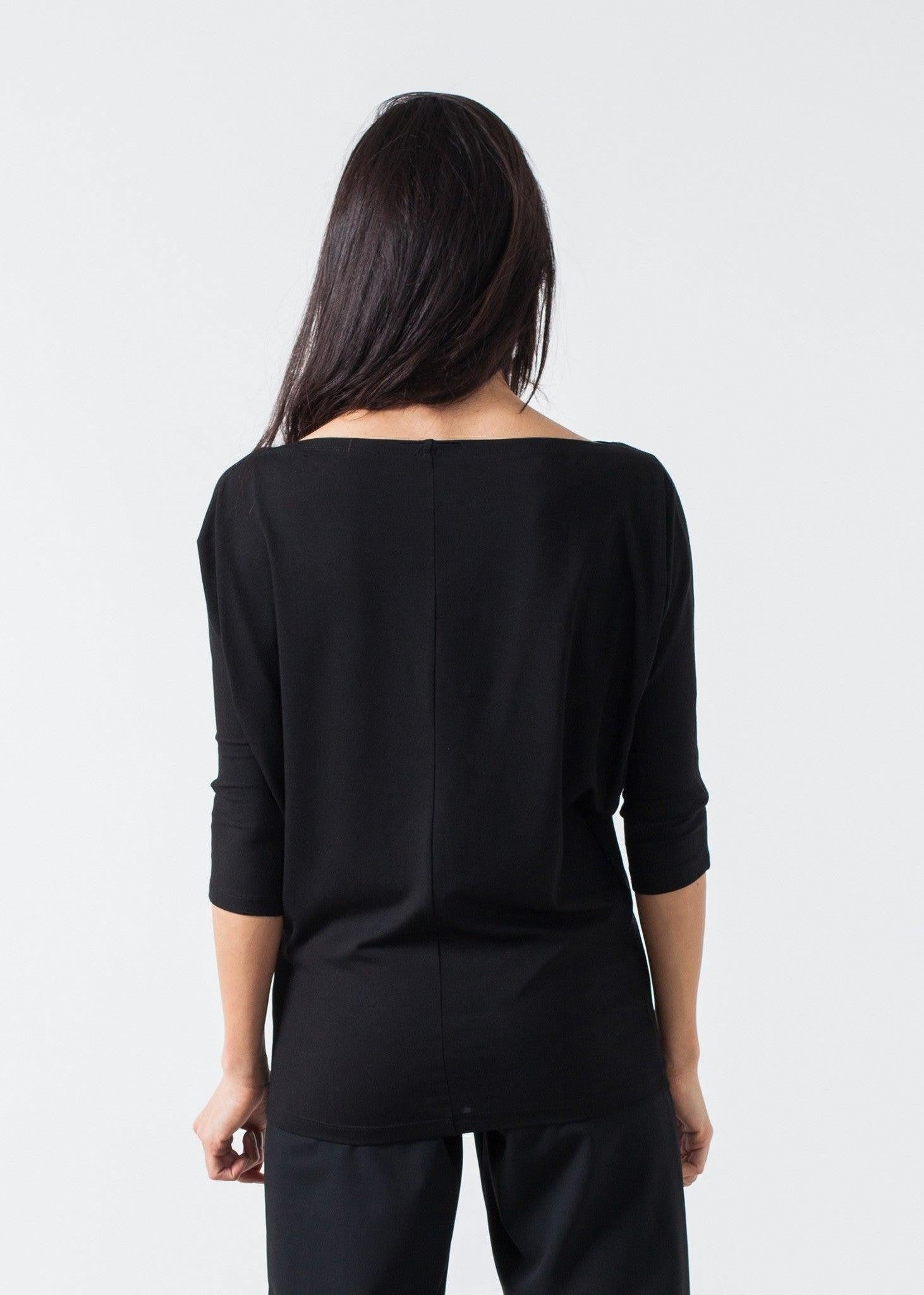 Boat Neck Top in Black.