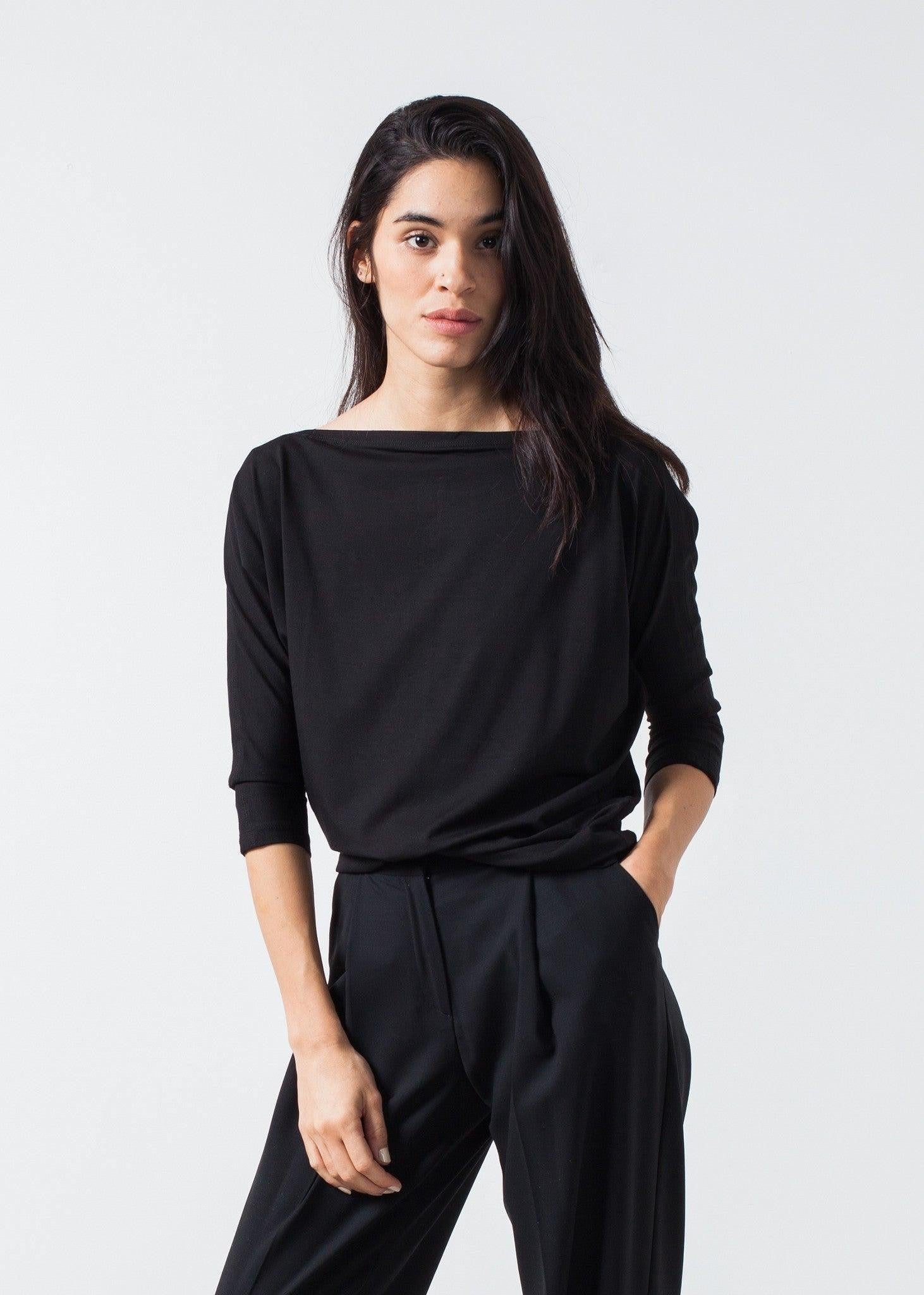 Boat Neck Top in Black.