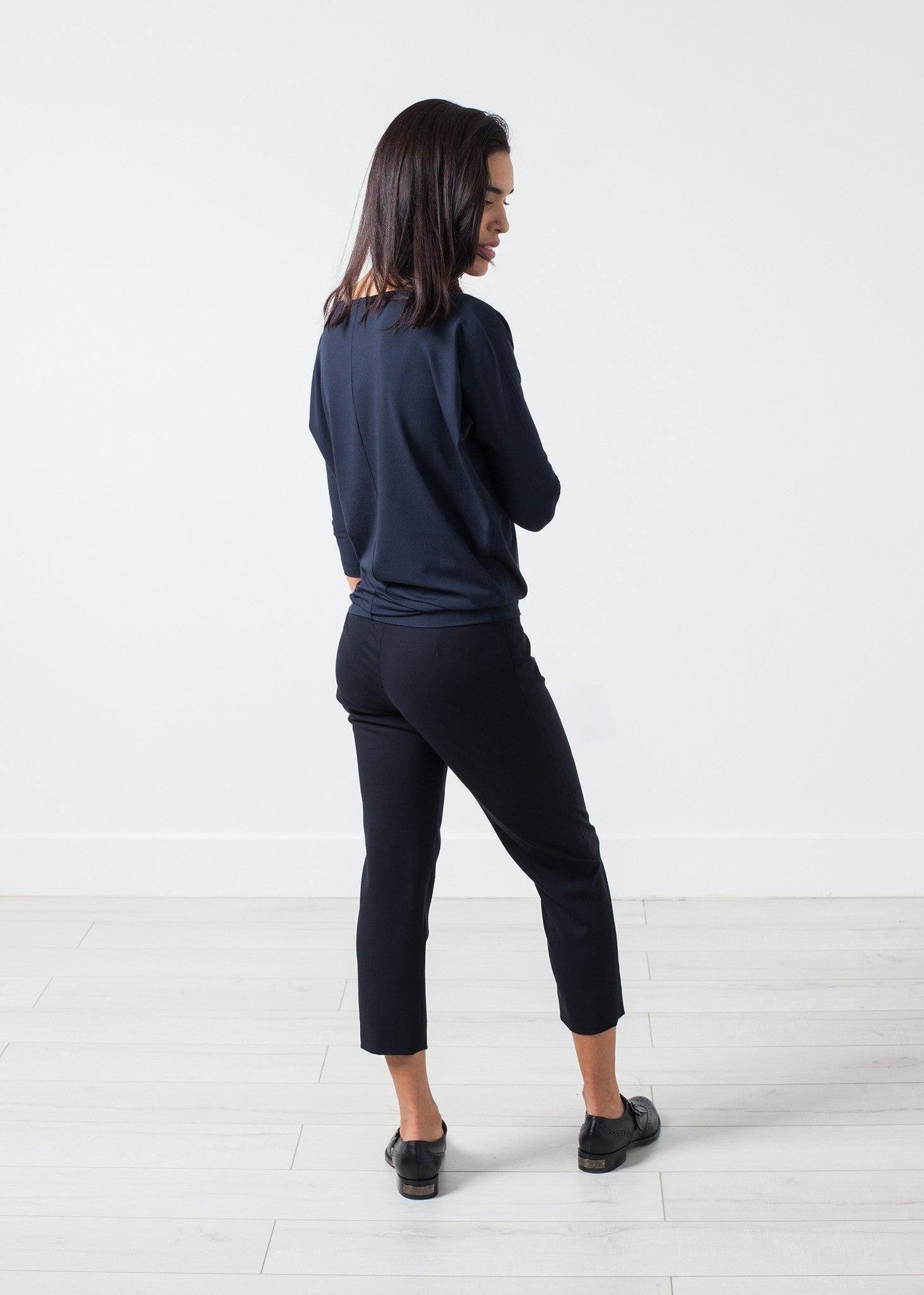 Boat Neck Top in Marine.