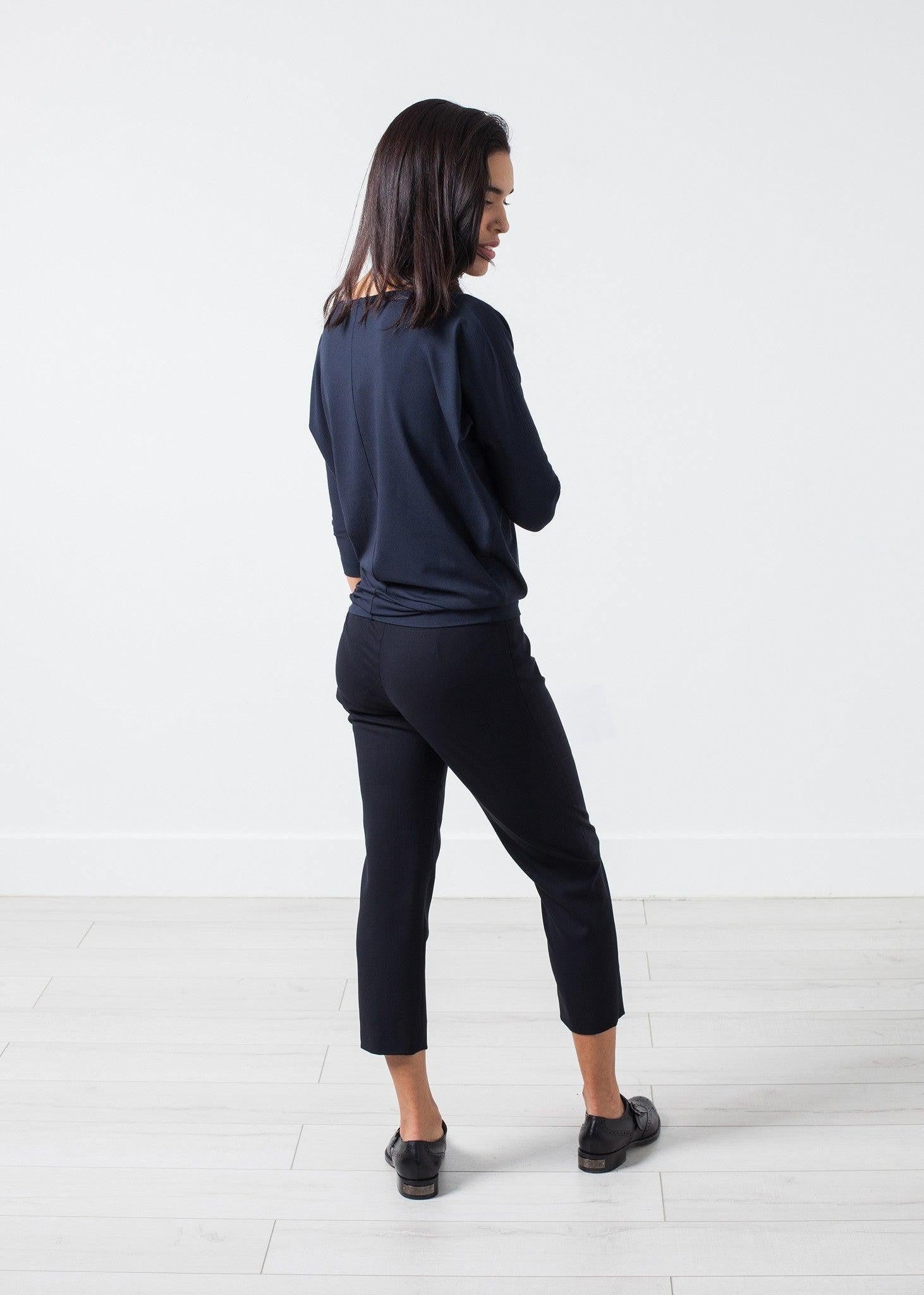 Boat Neck Top in Marine.