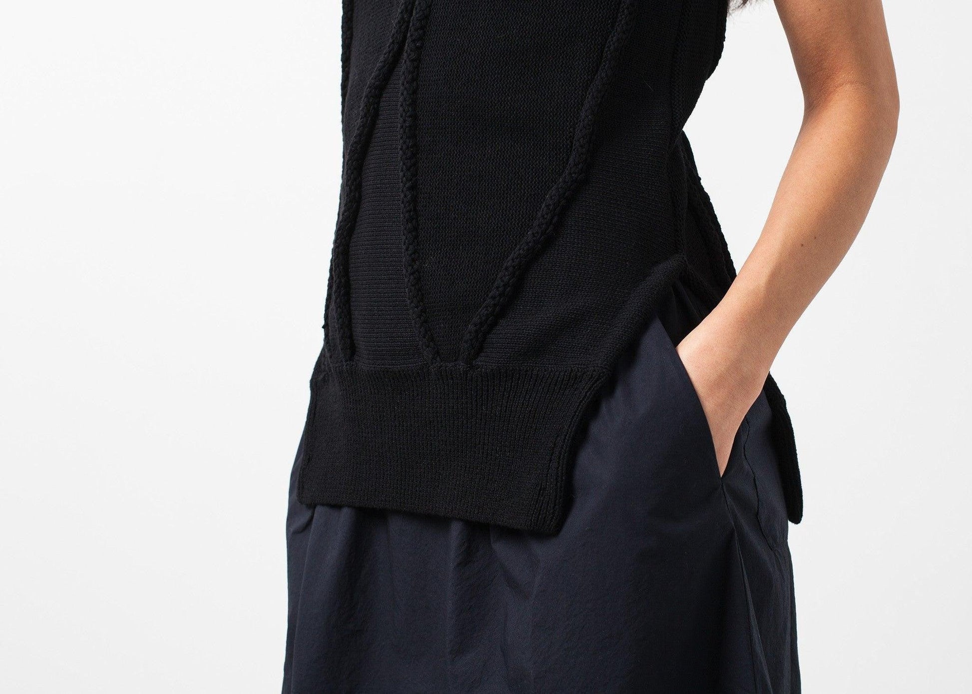Curved Stripe Knit Tank.