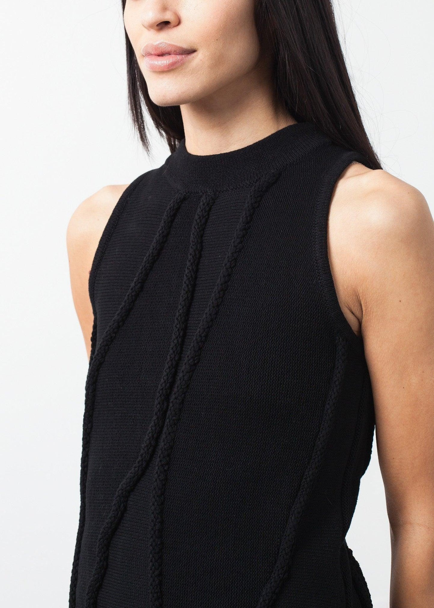 Curved Stripe Knit Tank.