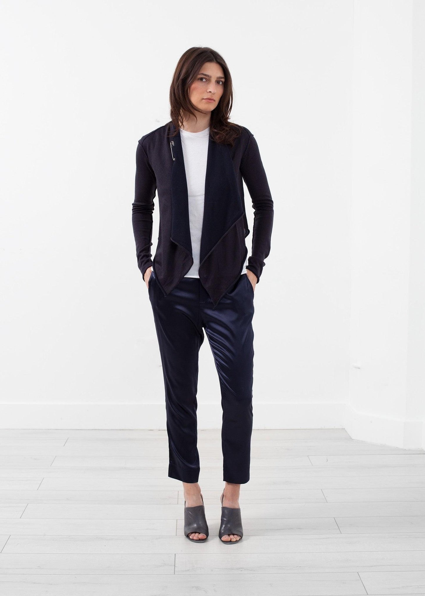 Draped Neck Cardigan.