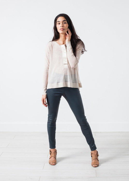 Elenaso Leather Trouser in Cool Grey.