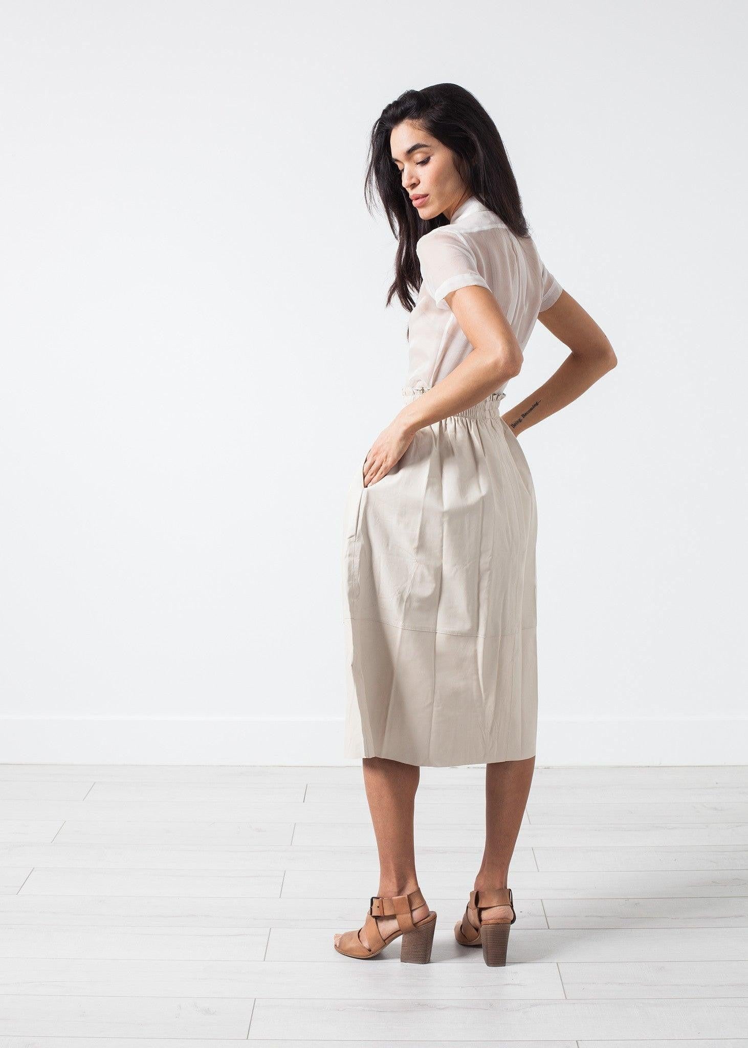 Eulera Leather Skirt in Cream.