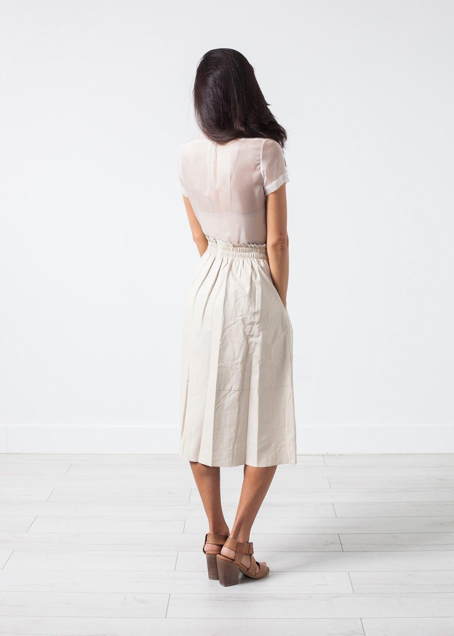 Eulera Leather Skirt in Cream.