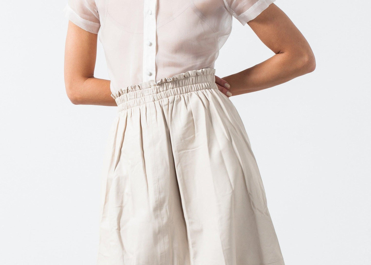 Eulera Leather Skirt in Cream.