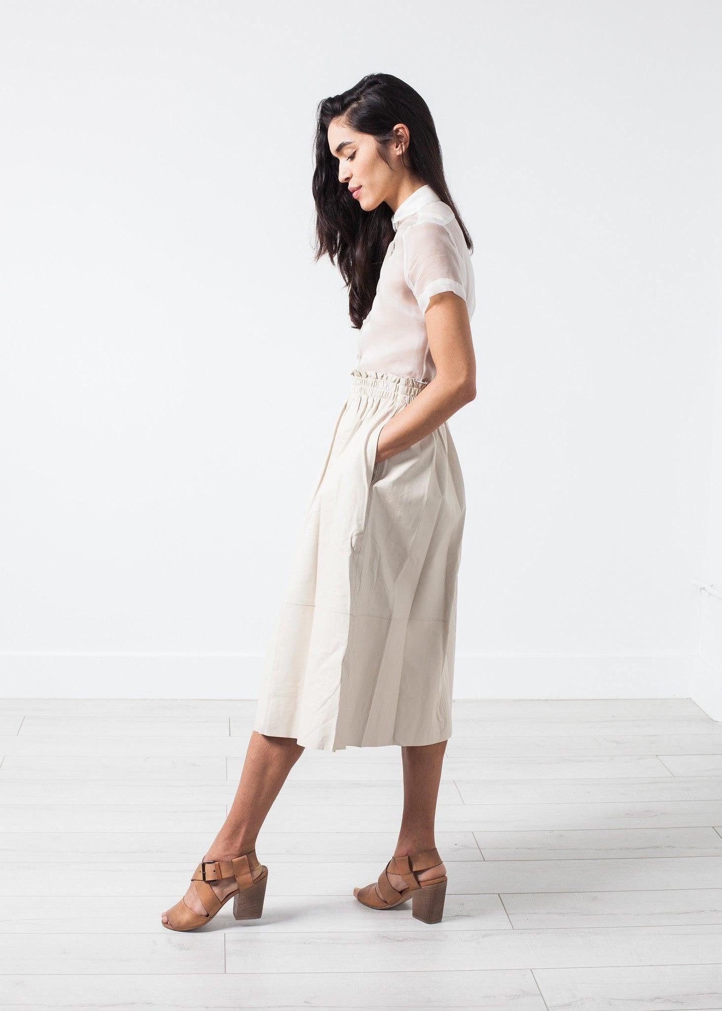 Eulera Leather Skirt in Cream.