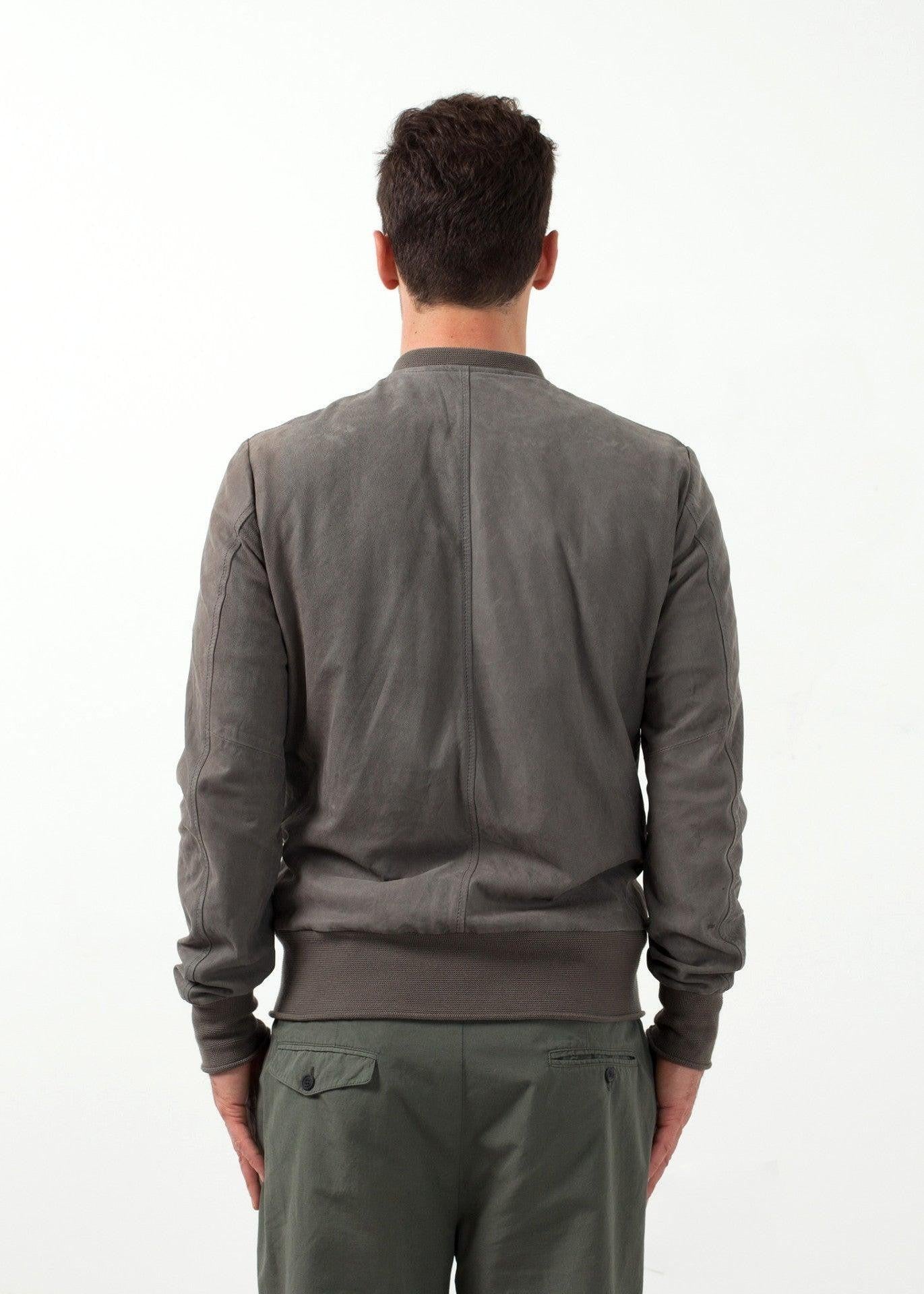 Leather Bomber Jacket in Dust.