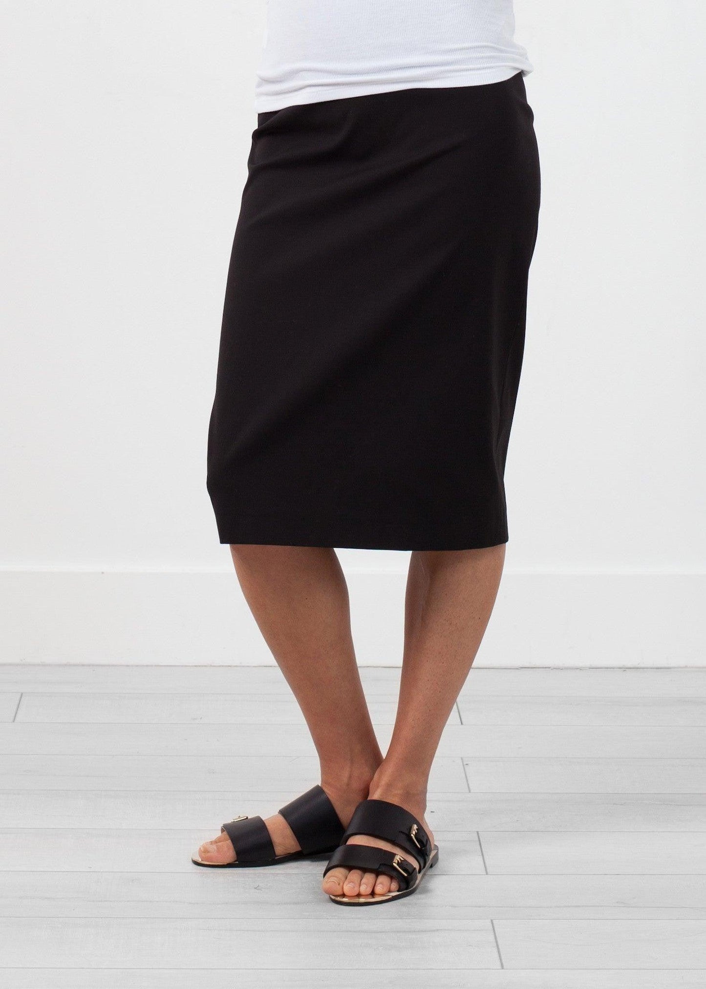 Long Pencil Skirt in Black.