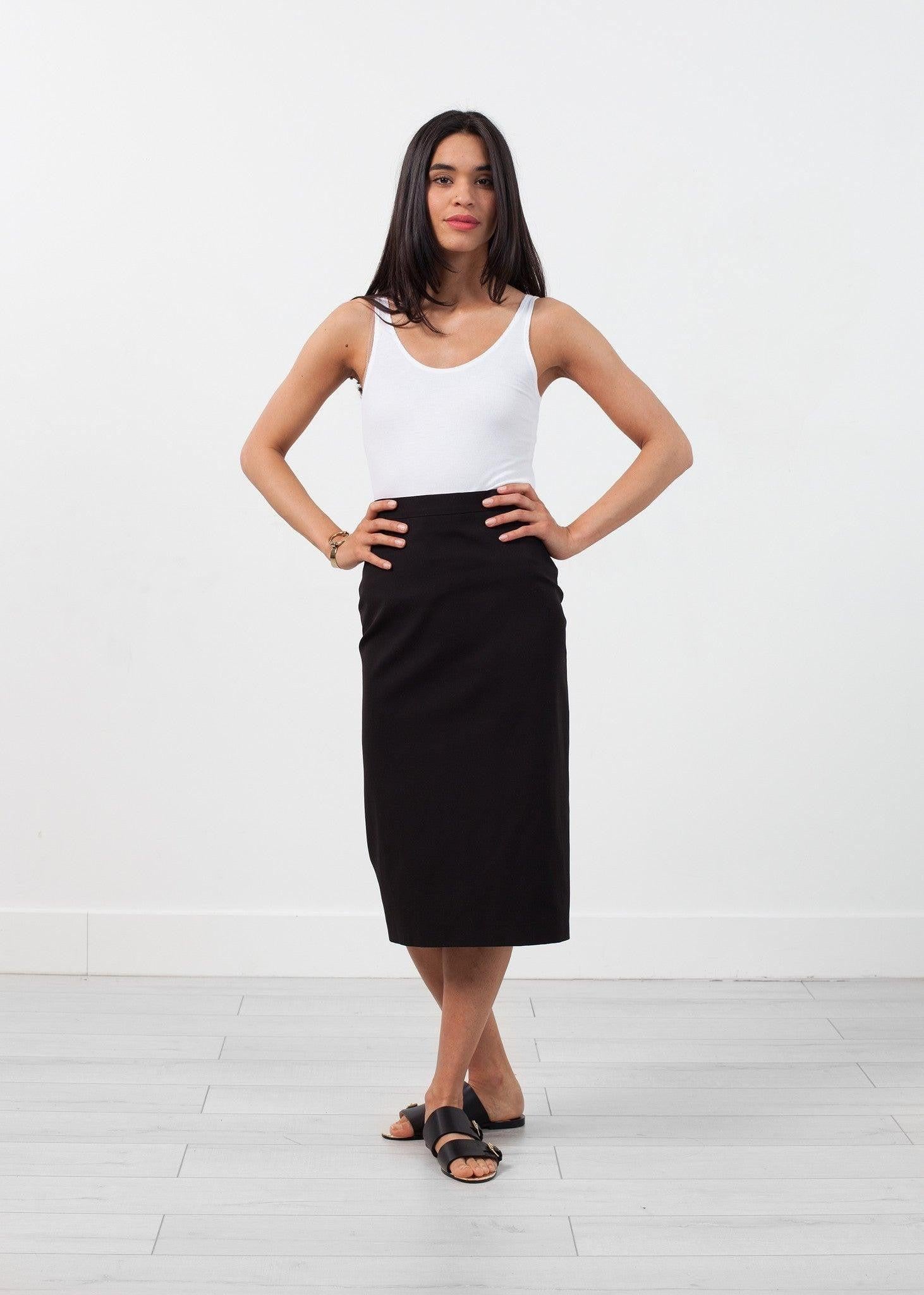 Long Pencil Skirt in Black.