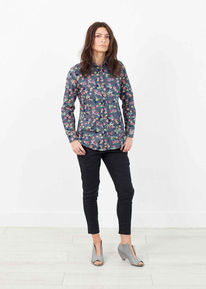 Long Sleeve Blouse in Black/Floral.