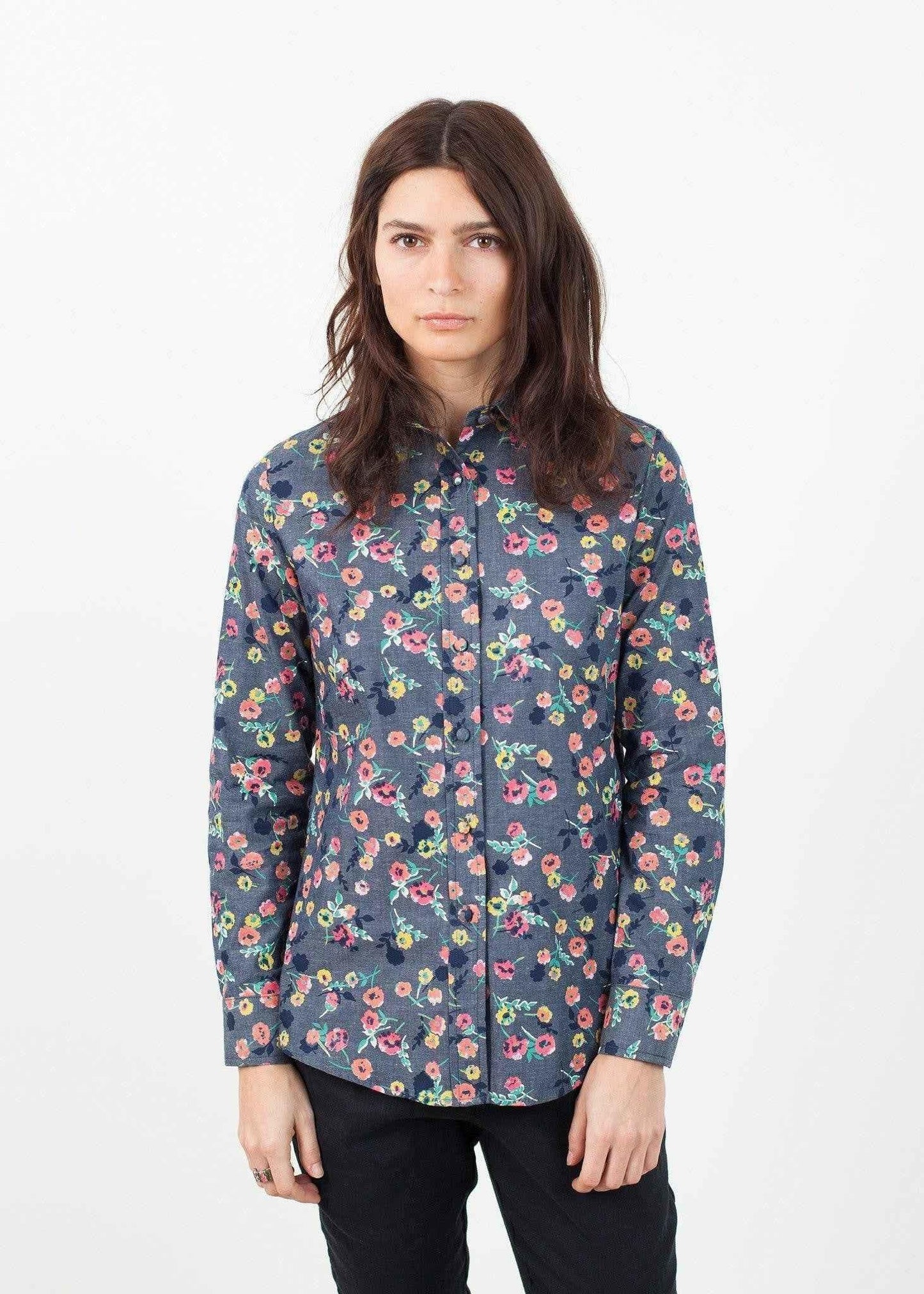 Long Sleeve Blouse in Black/Floral.