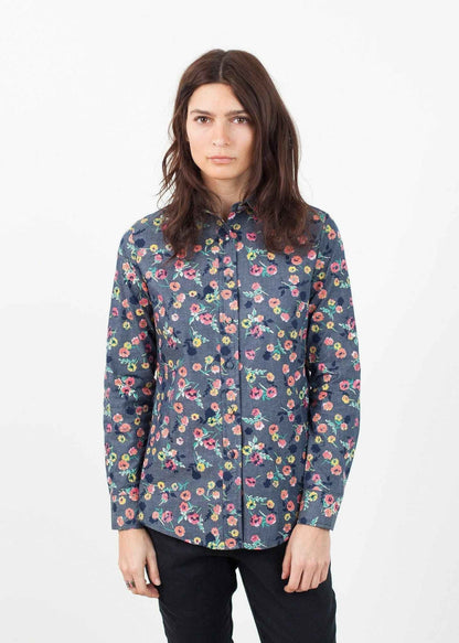 Long Sleeve Blouse in Black/Floral.