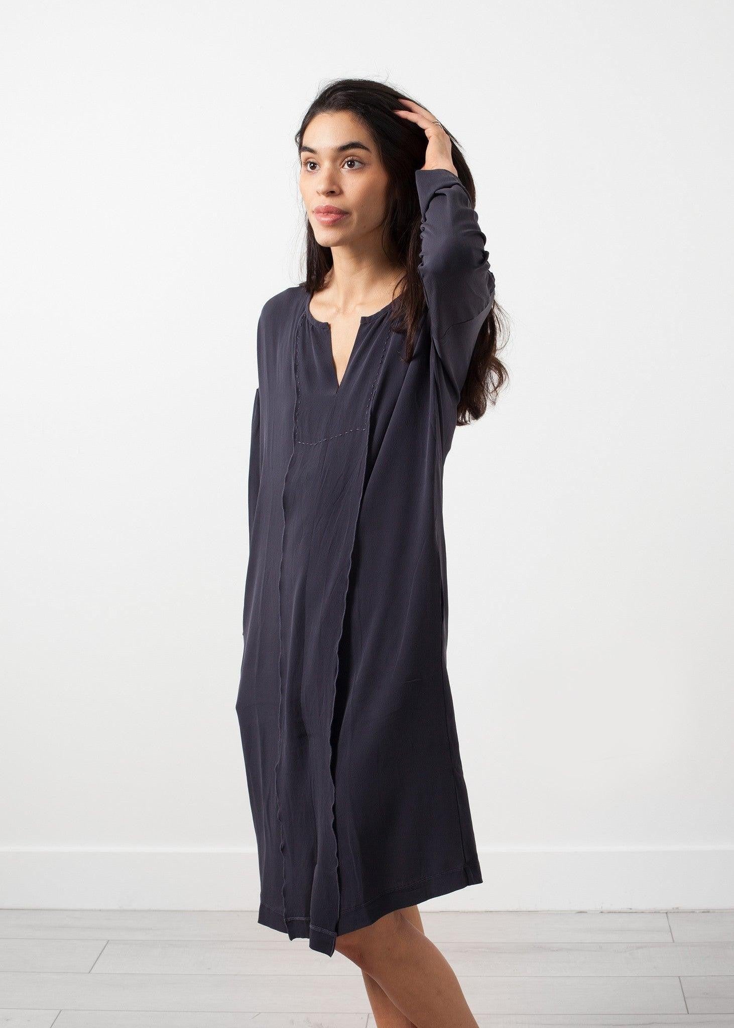 Long Sleeve Silk Dress.