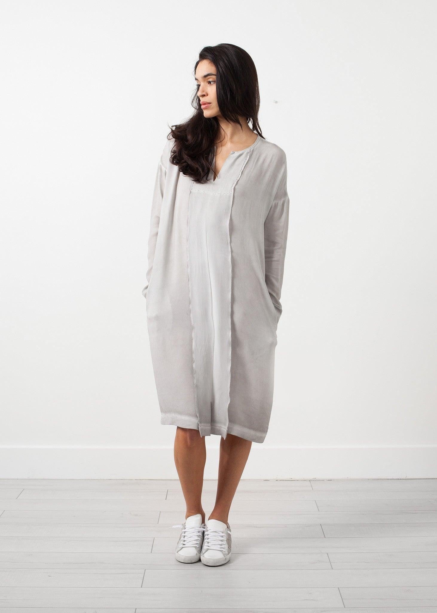 Long Sleeve Silk Dress.