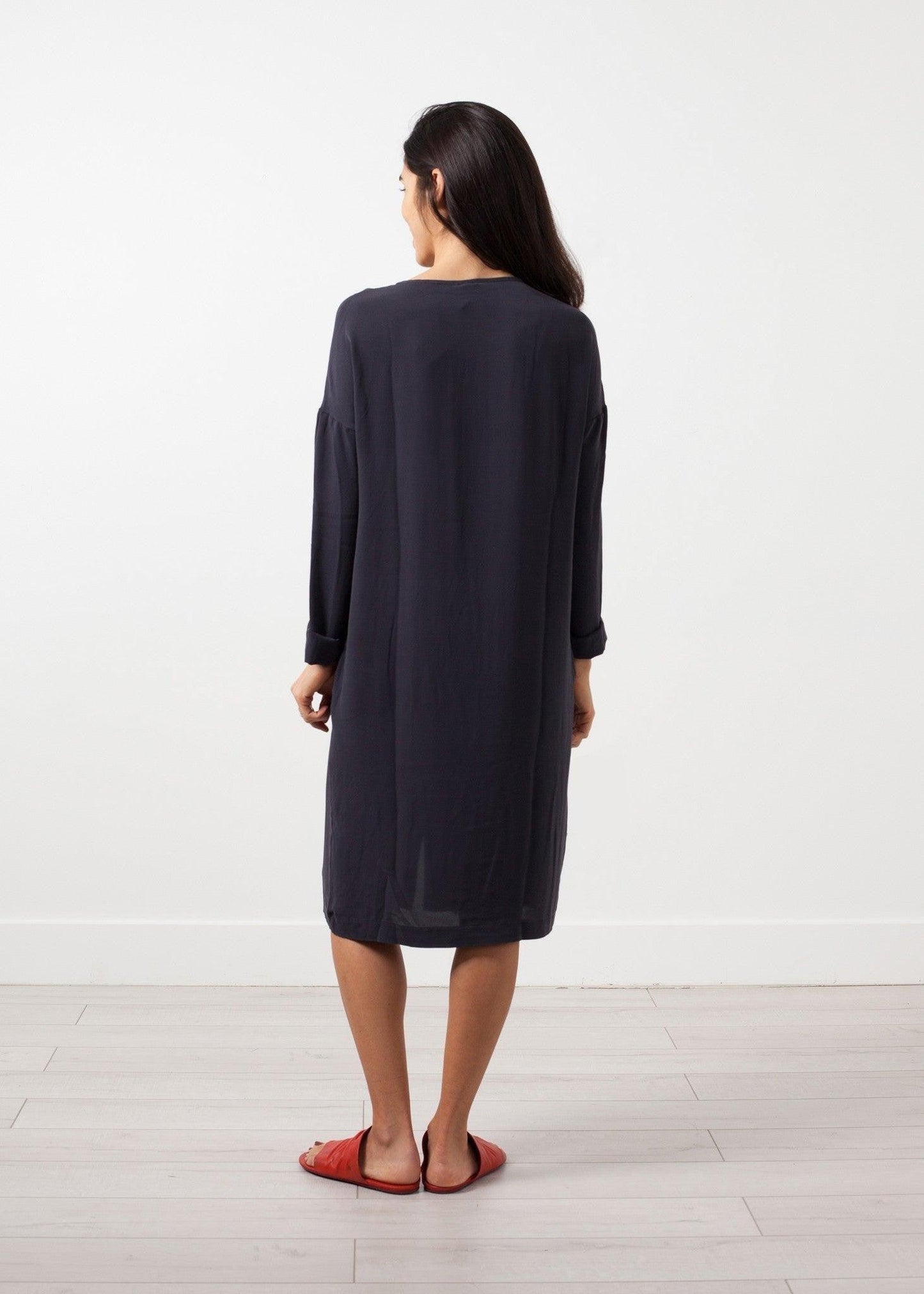 Long Sleeve Silk Dress.