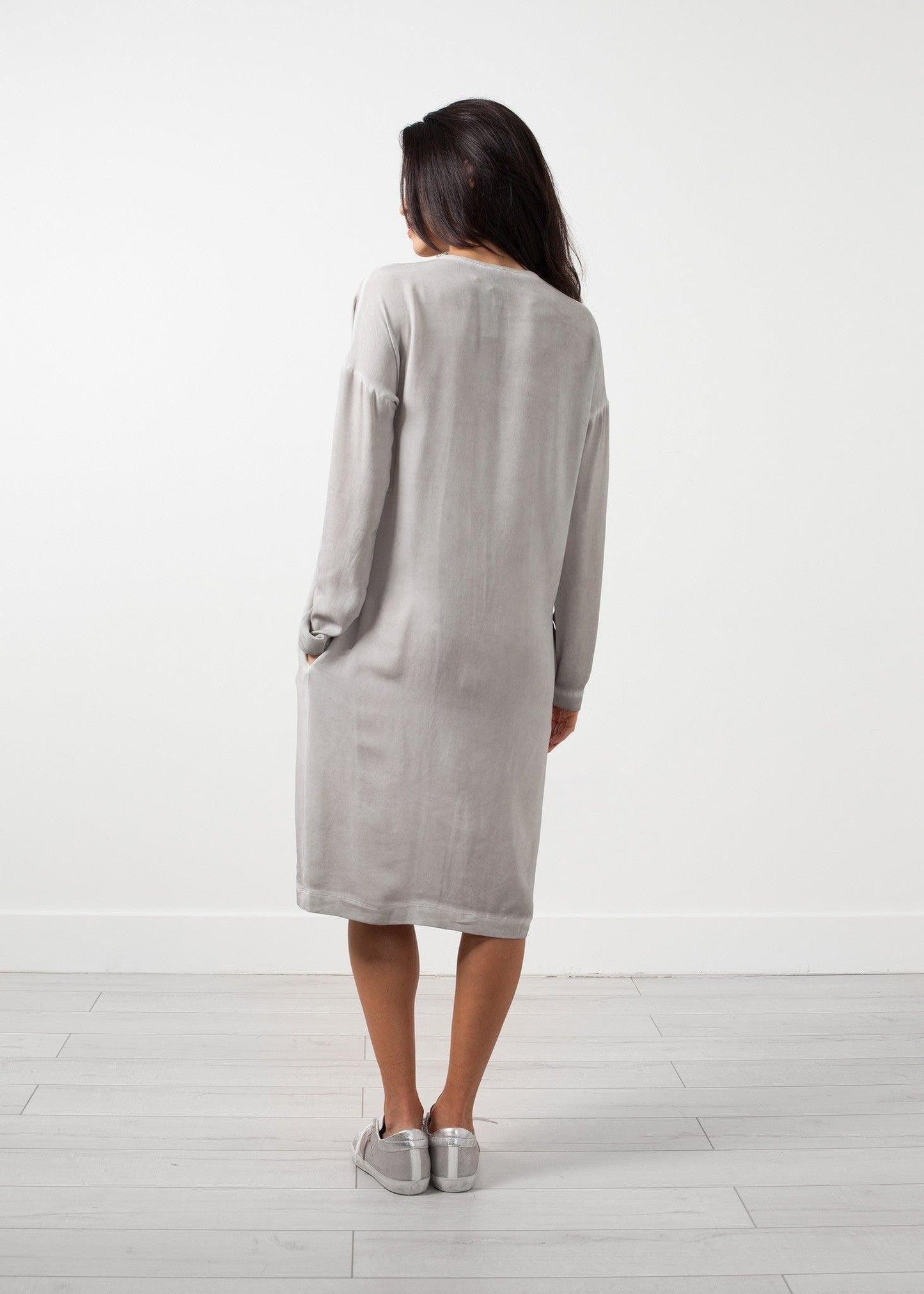 Long Sleeve Silk Dress.