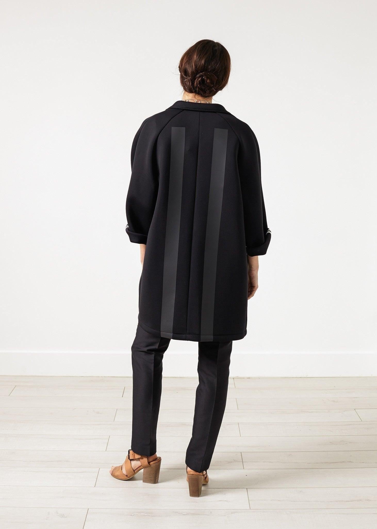 Neoprene Flower Coat in Black.