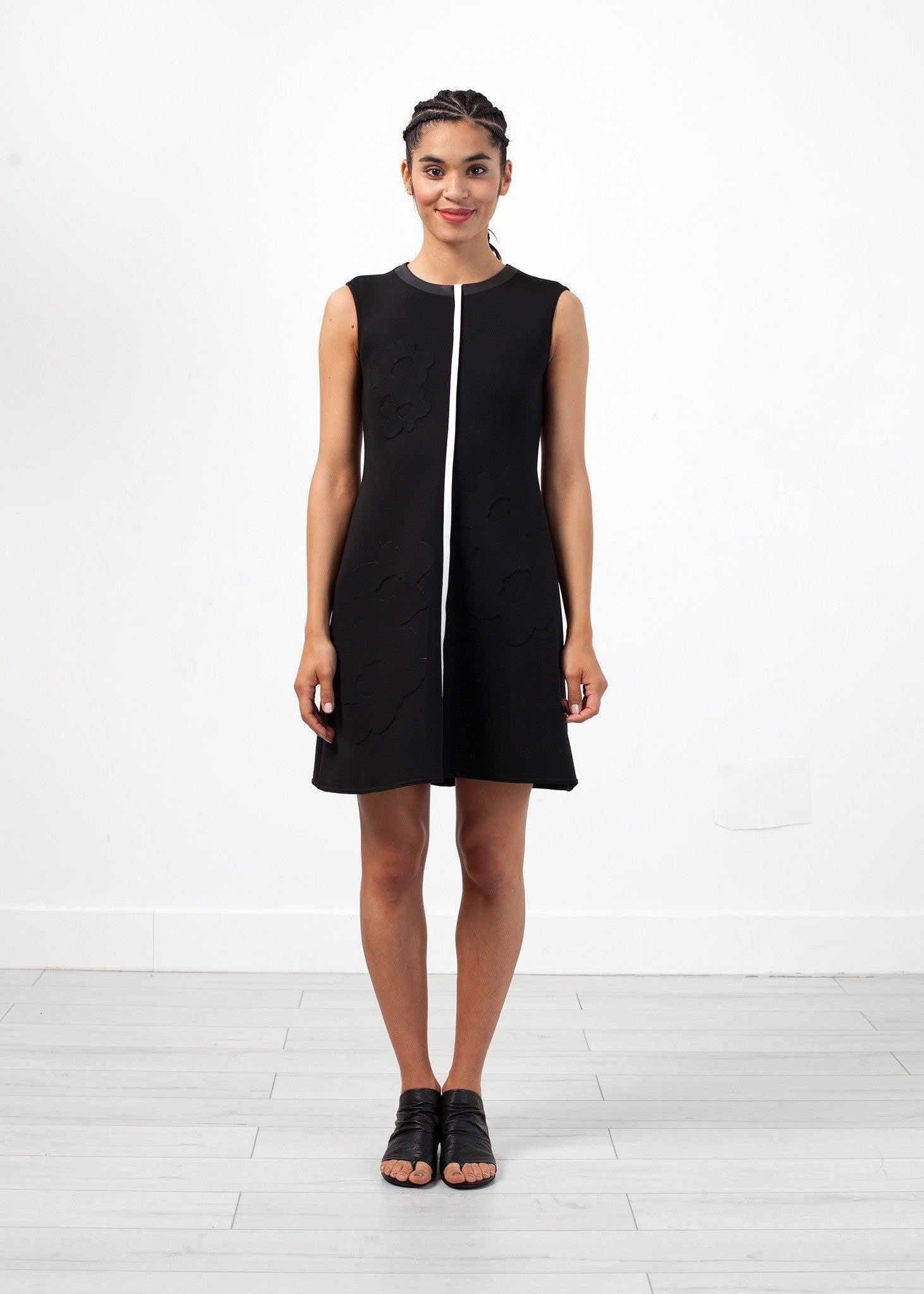 Neoprene Flower Dress in Black.