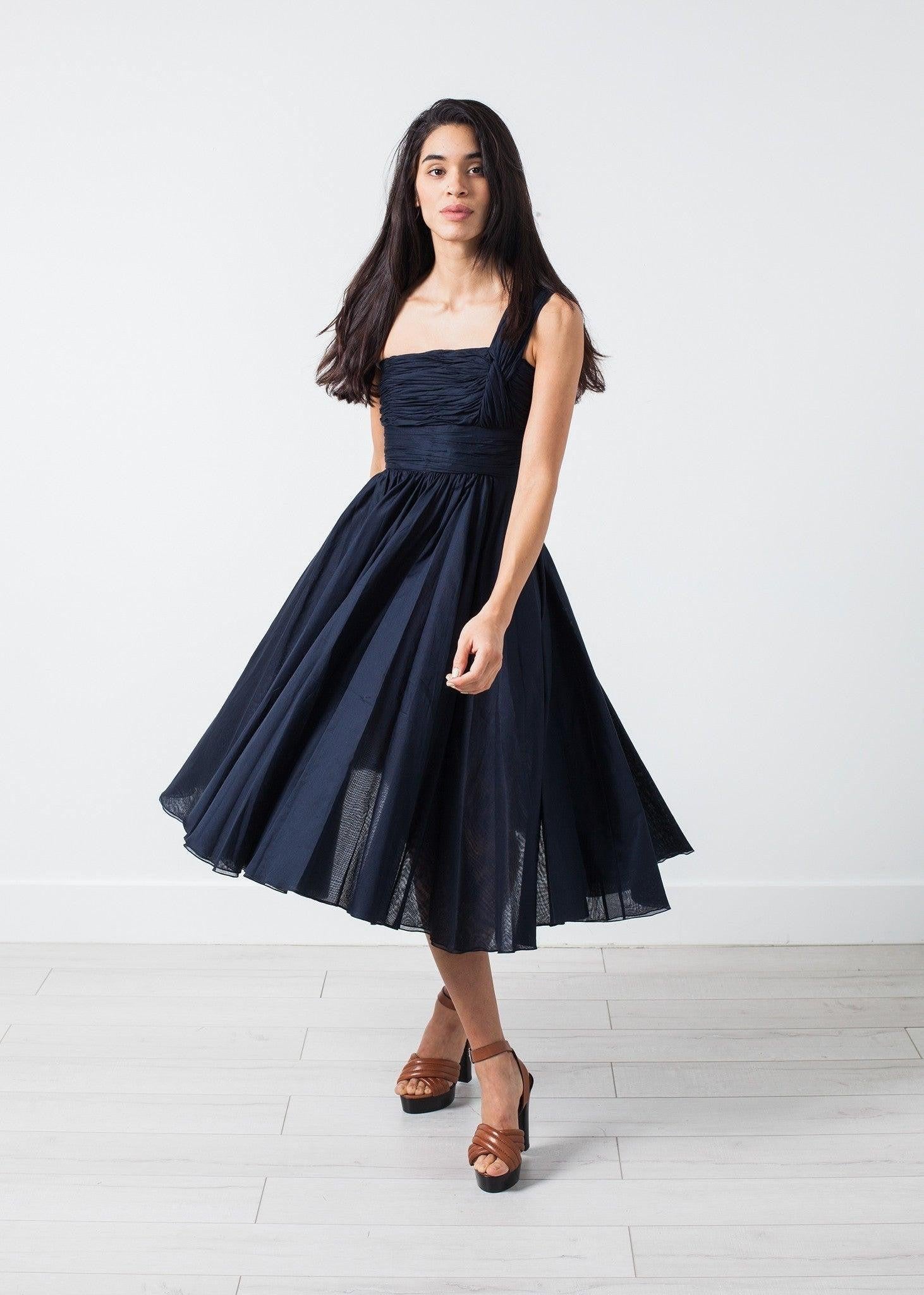 One Shoulder Dress in Navy.