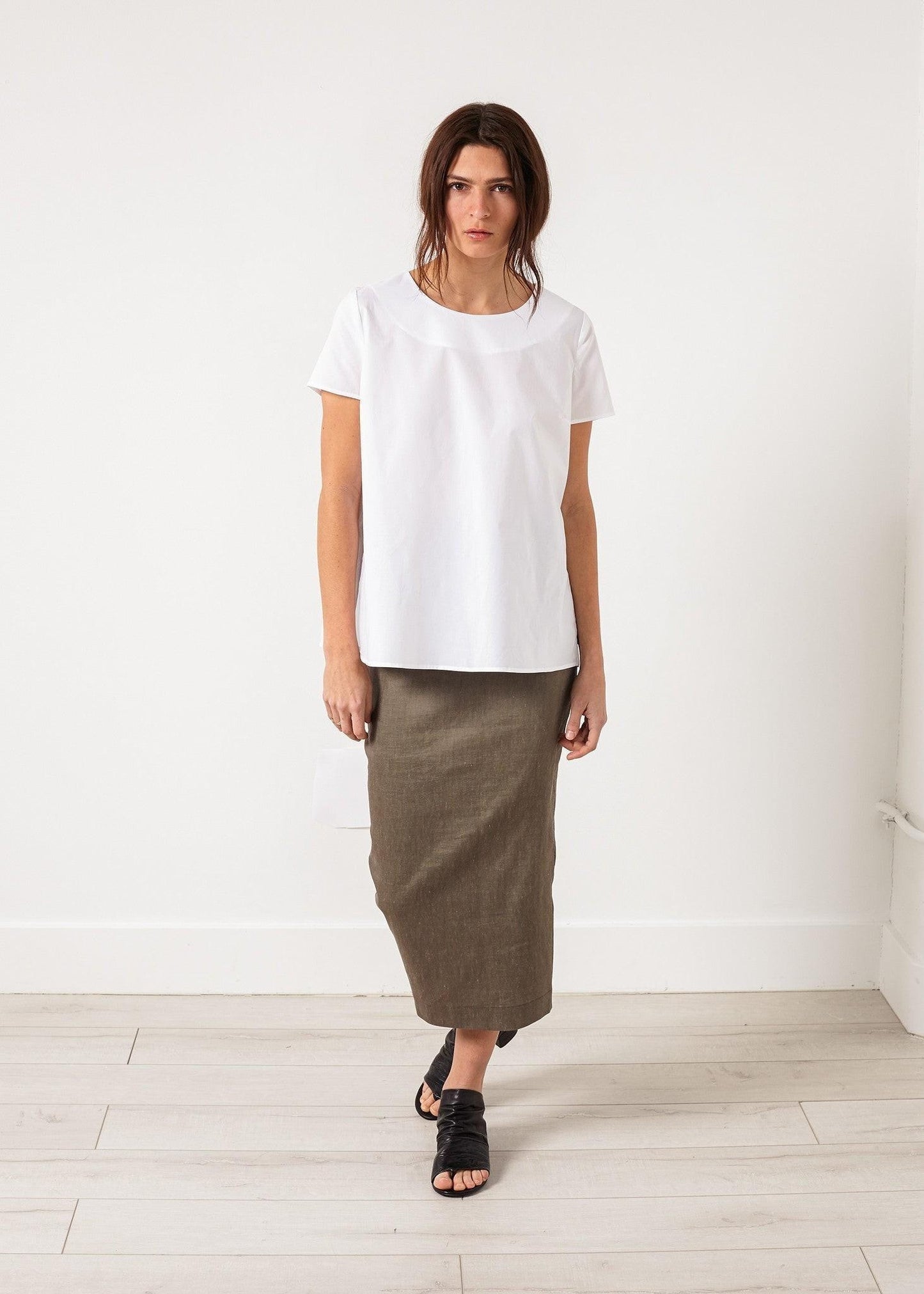 Pleat Back Blouse in White.