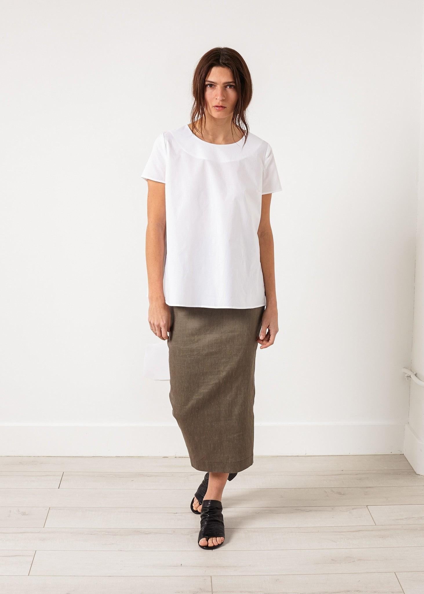 Pleat Back Blouse in White.