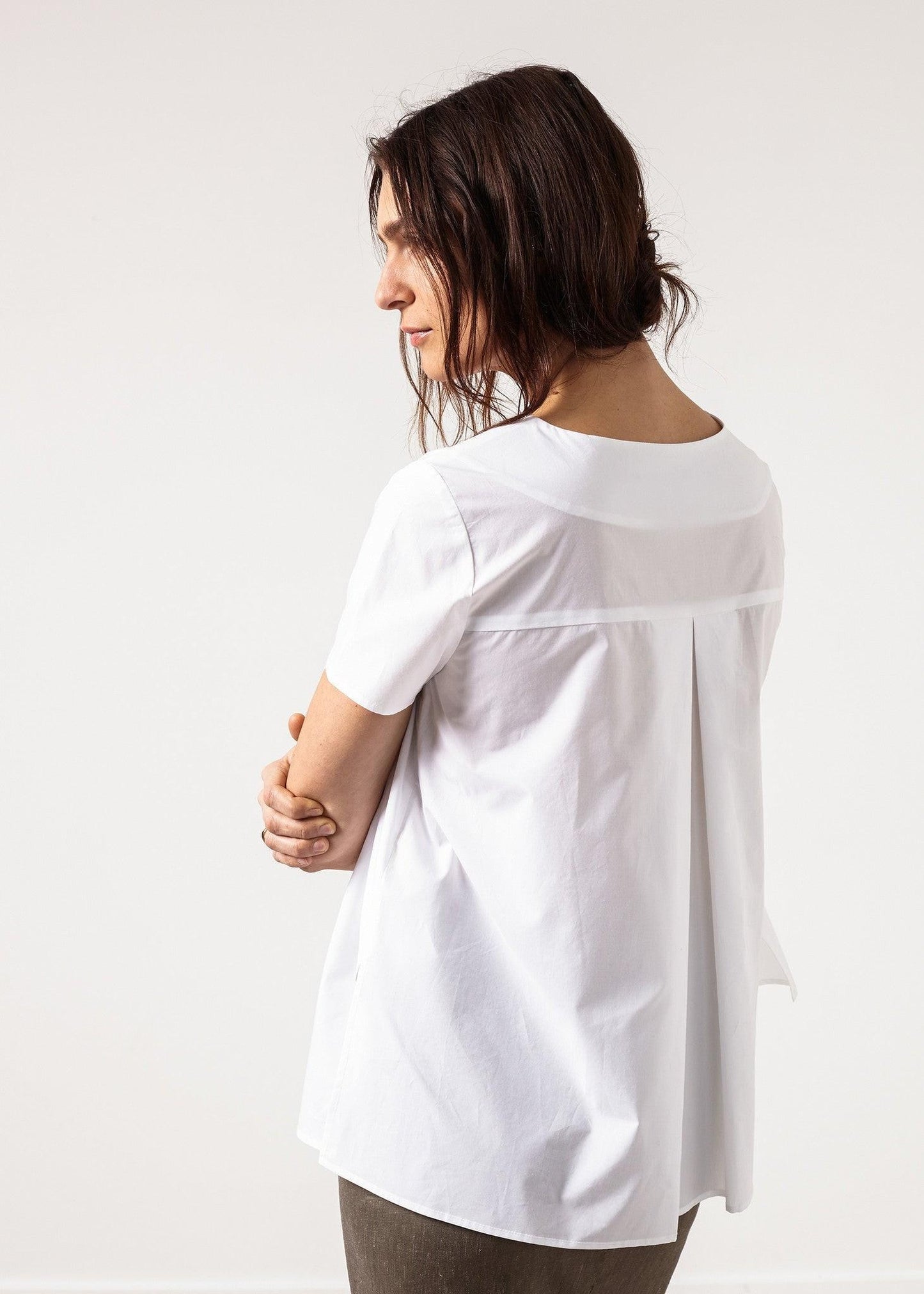 Pleat Back Blouse in White.