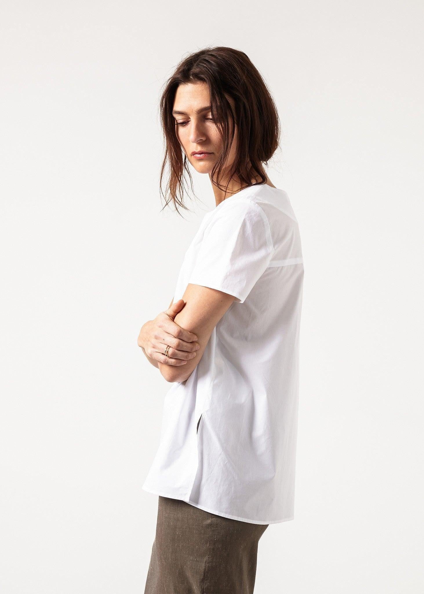 Pleat Back Blouse in White.