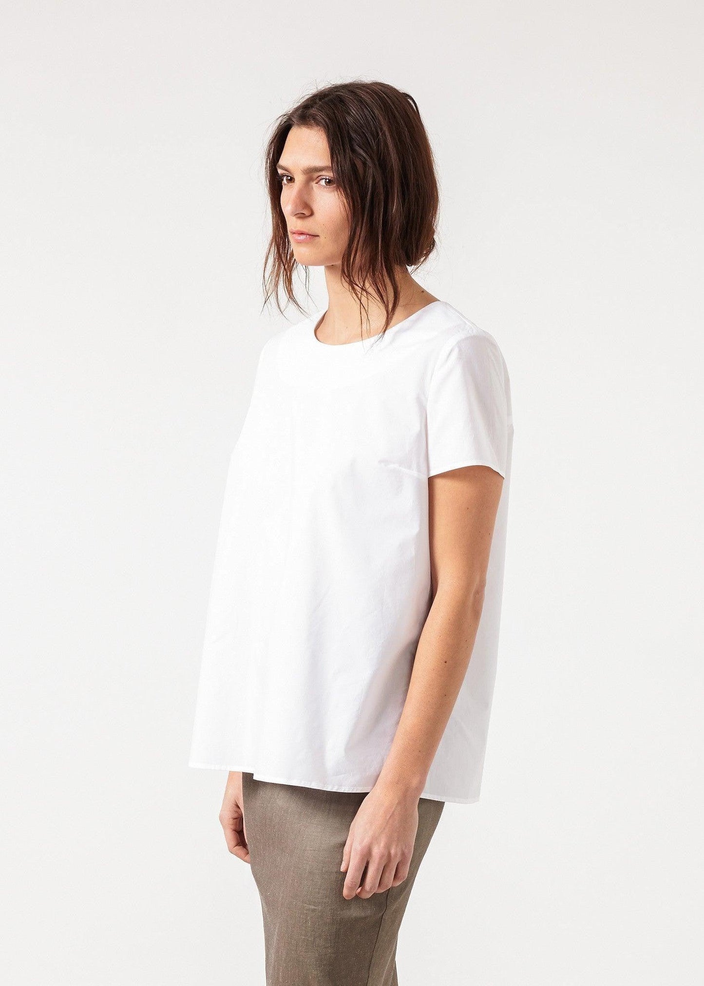 Pleat Back Blouse in White.