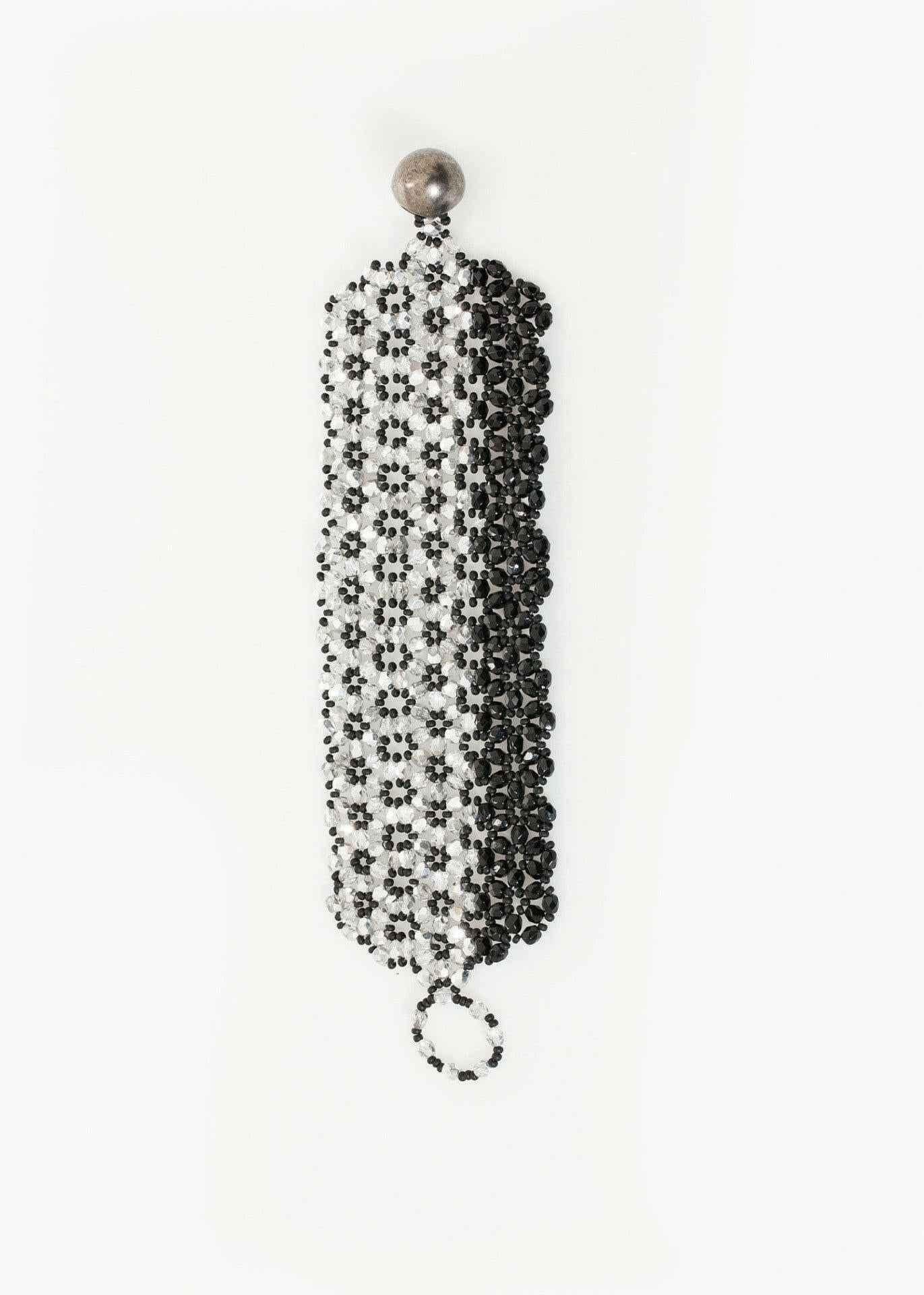 Lattice Bead Cuff in Silver/Black.