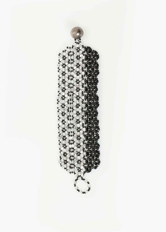 Lattice Bead Cuff in Silver/Black.